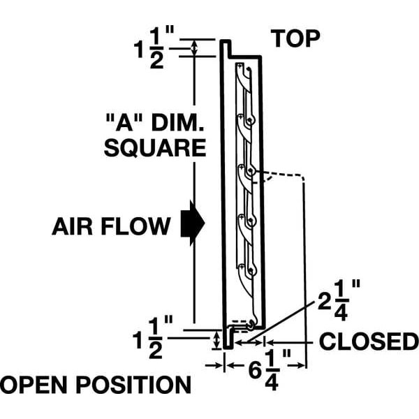 Dayton 2C518 12 In Backdraft Damper / Wall Shutter, 12-1/2 In X 12-1/2 In