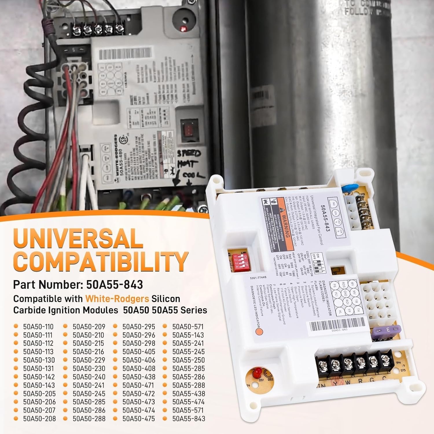 50A55-843 Integrated Furnace Control Board Compatible White Rodgers 50A50 50A55