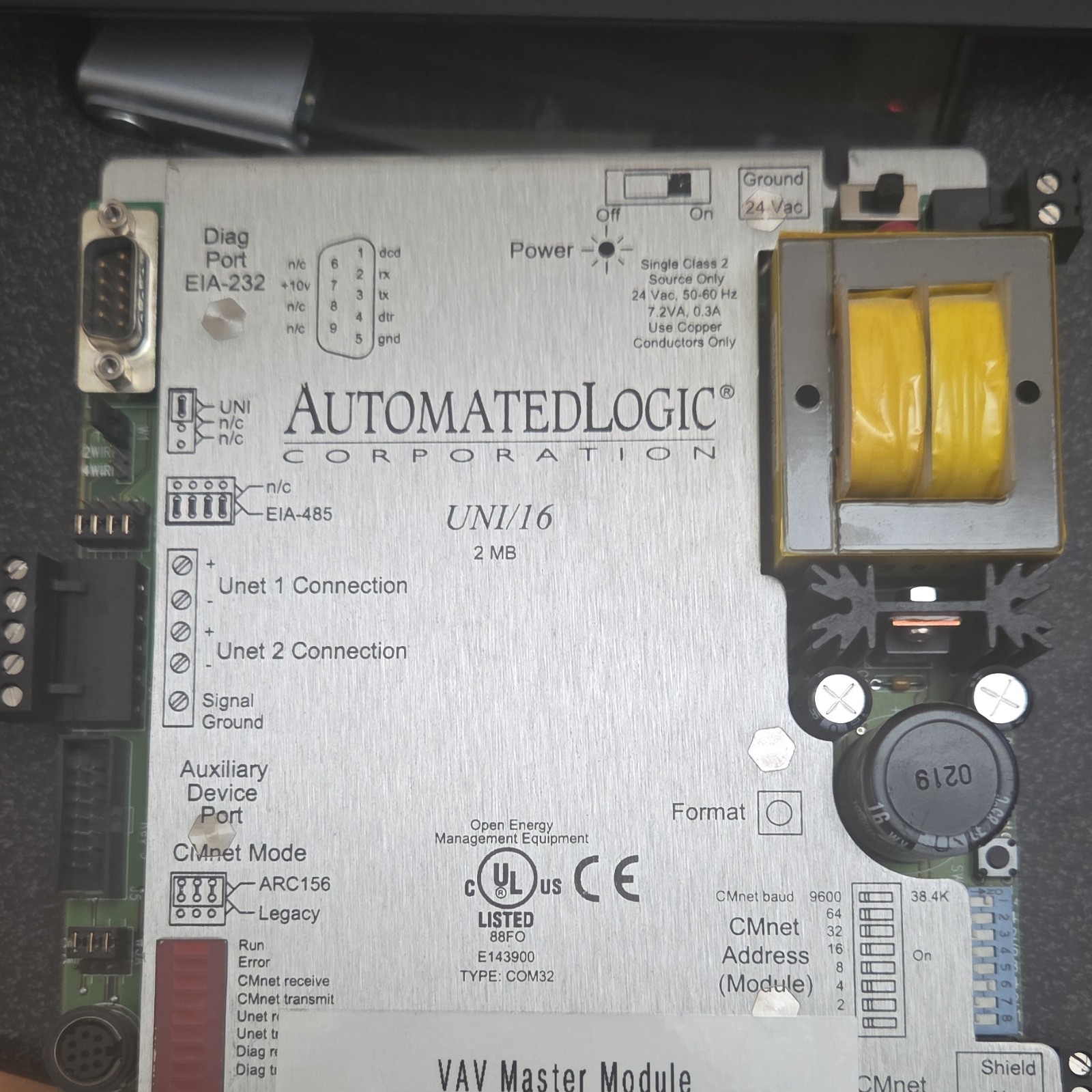 Automated Logic UNI/16 VAV Master Module 24 Vac 0.3A BACnet CMnet ARC156