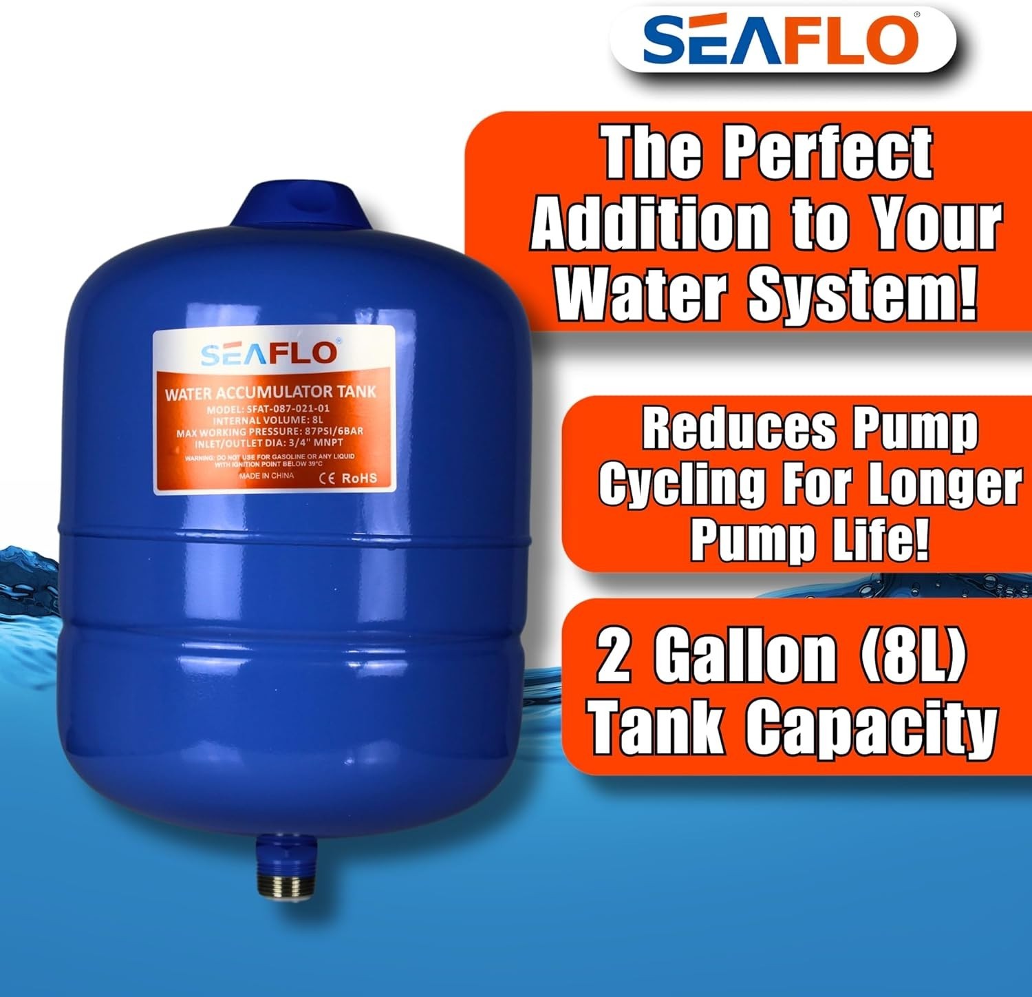2 Gallon Pre-Pressurized Accumulator Tank – Smooth Flow & Reduced Pump Cycling