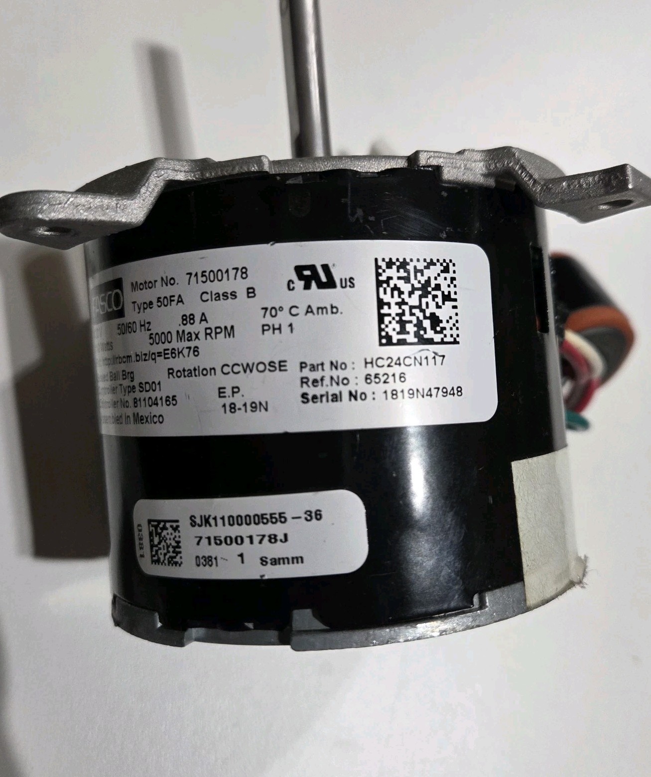 71500178 HC24CN117 81104165 inducer motor not tested sold as is