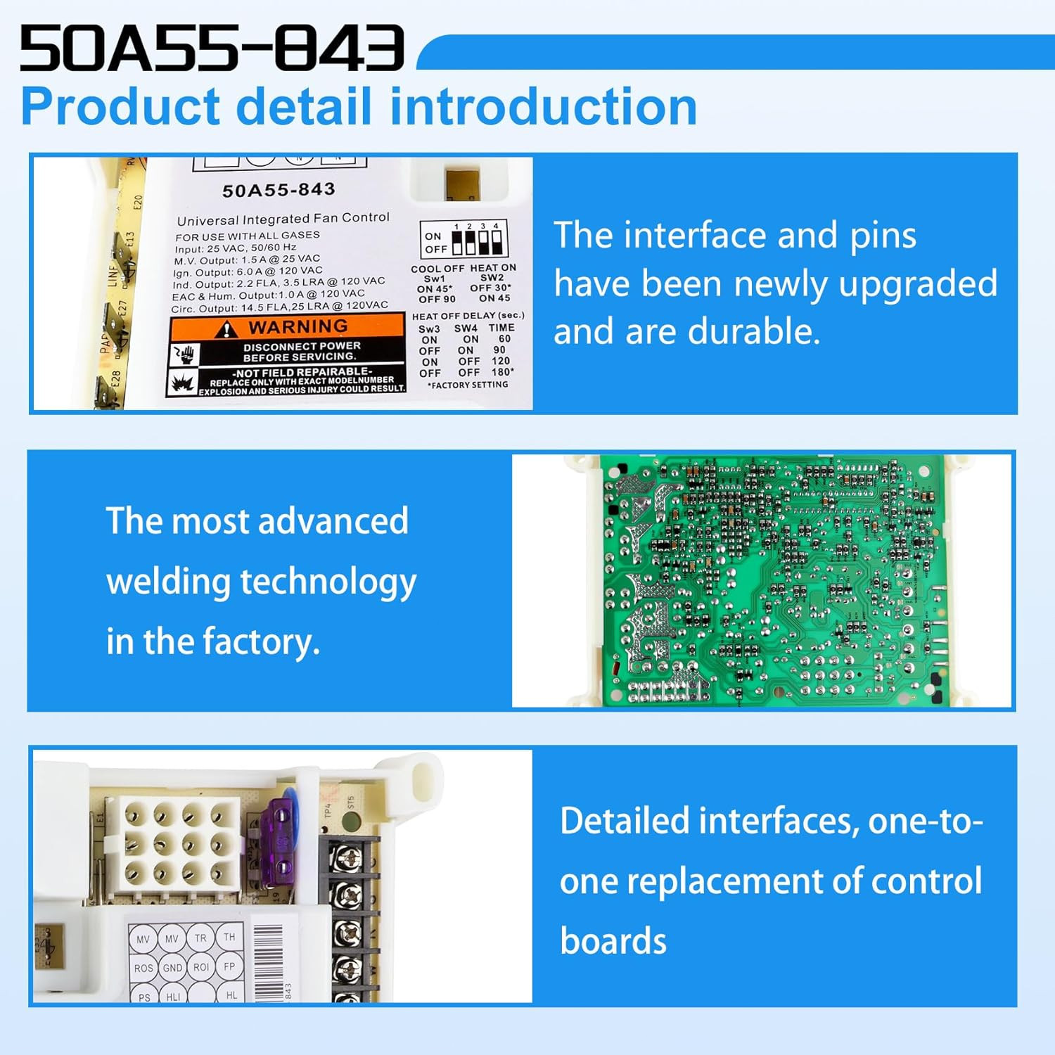 50A55-843 Furnace Control Circuit Board Replacement For White Rodgers Lennox