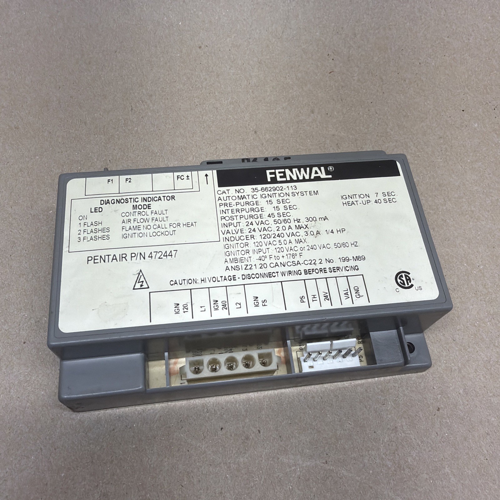Fenwal 35-662902-113 Automatic Ignition Control System, PENTAIR 472447