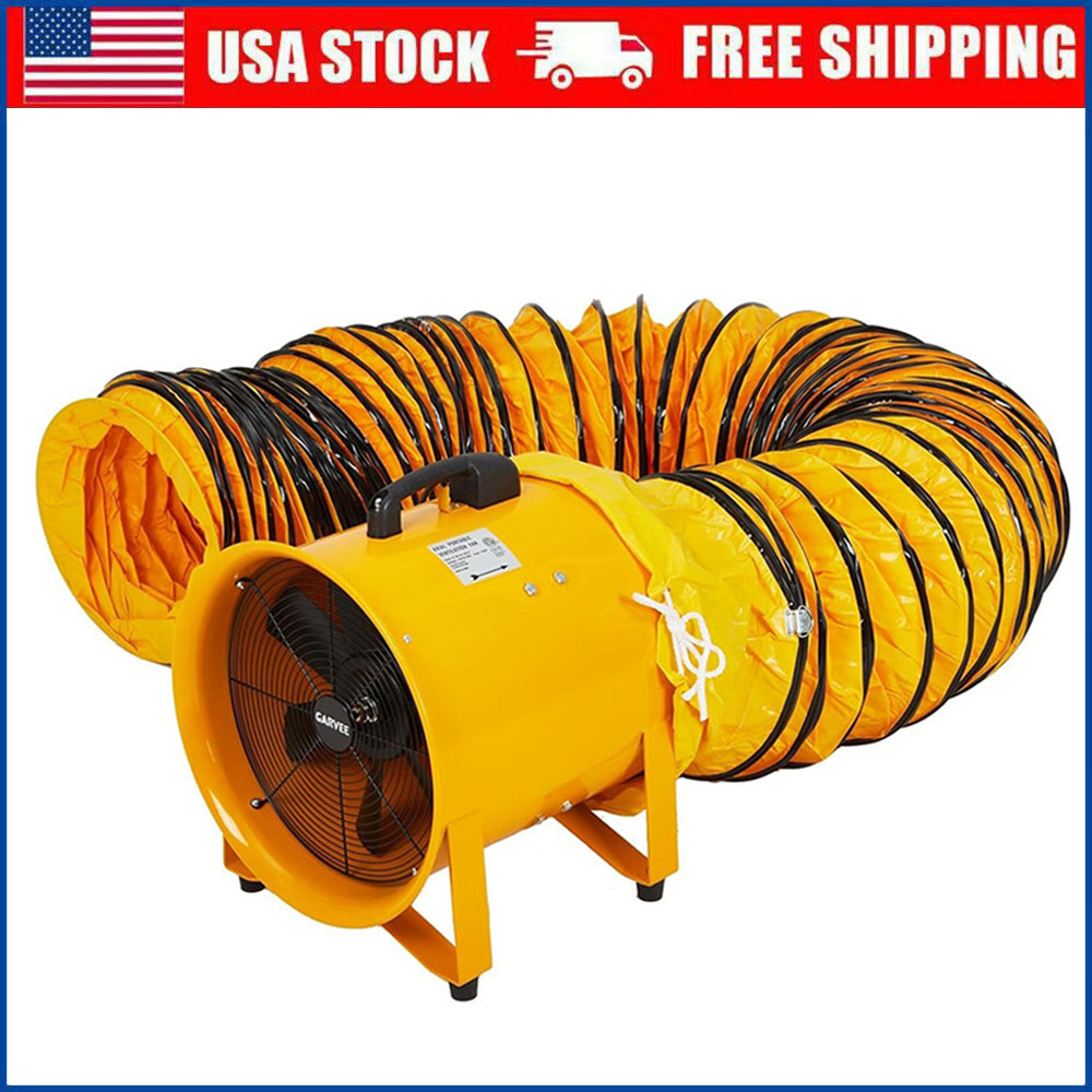 12” Utility Blower Fan 3500 CFM Ventilator Extractor Fan with 32.8ft Duct Hose