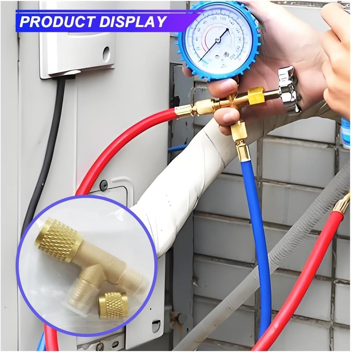 Brass 1/4″ HVAC Access Tee Valve Core Adapter for R22 R12 R134 Refrigerant