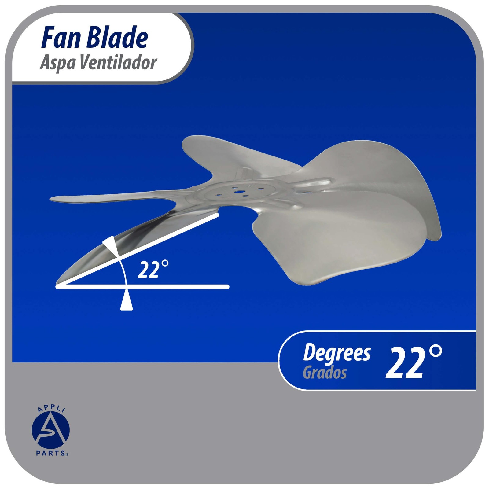 Appli Parts APFB-A12CCW Aluminum Fan Blade 12 in, 300 mm, CCW, 22 degrees, huble