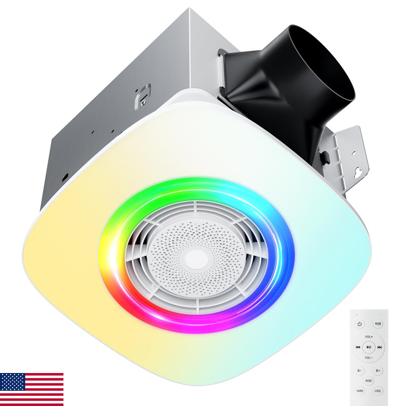 Amico Bathroom Exhaust Fan Bluetooth Speaker 110Cfm 1.0 Sone Smart Shower Vent