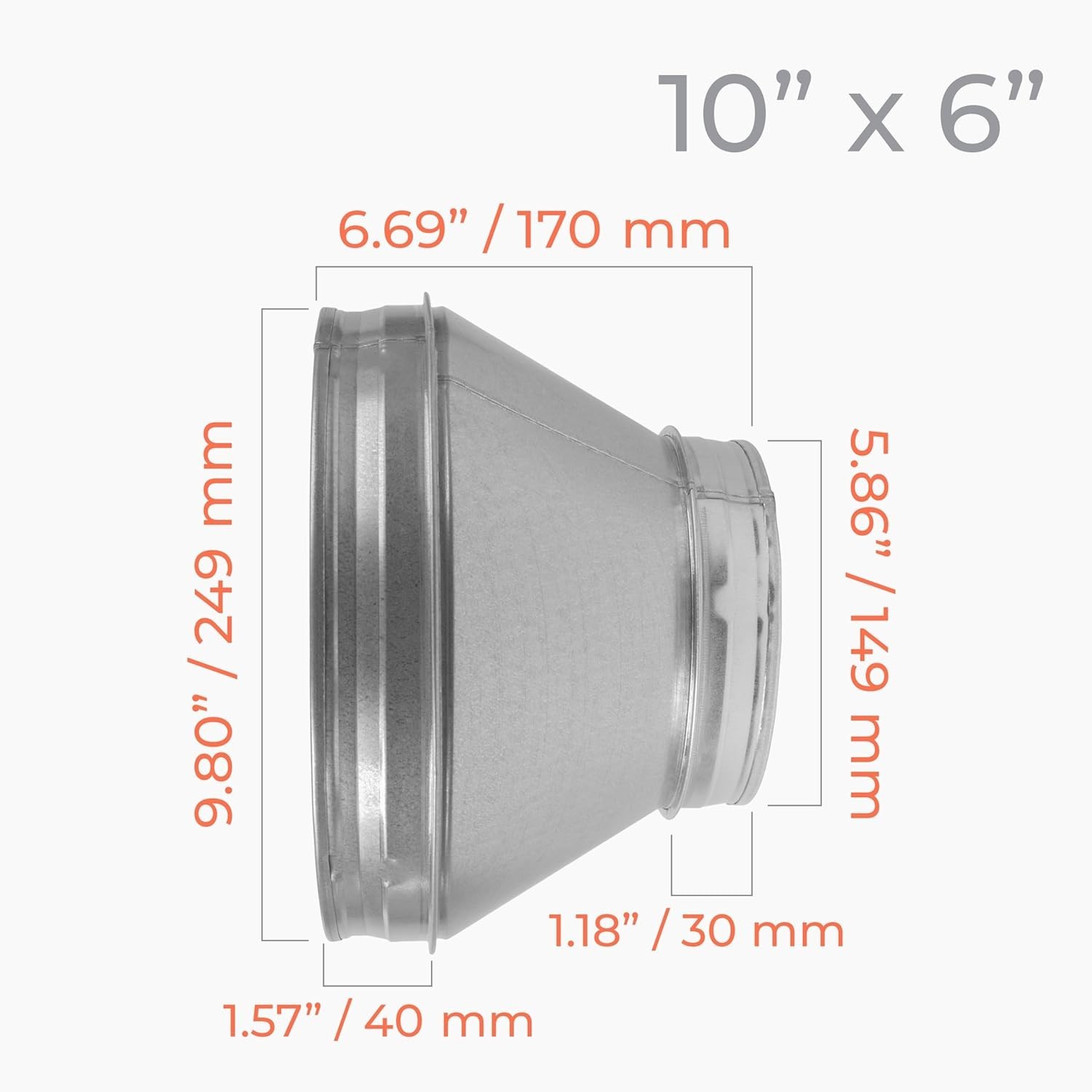 HVAC Round Duct Reducer – Ventilation System Coupling Free USA Shipping