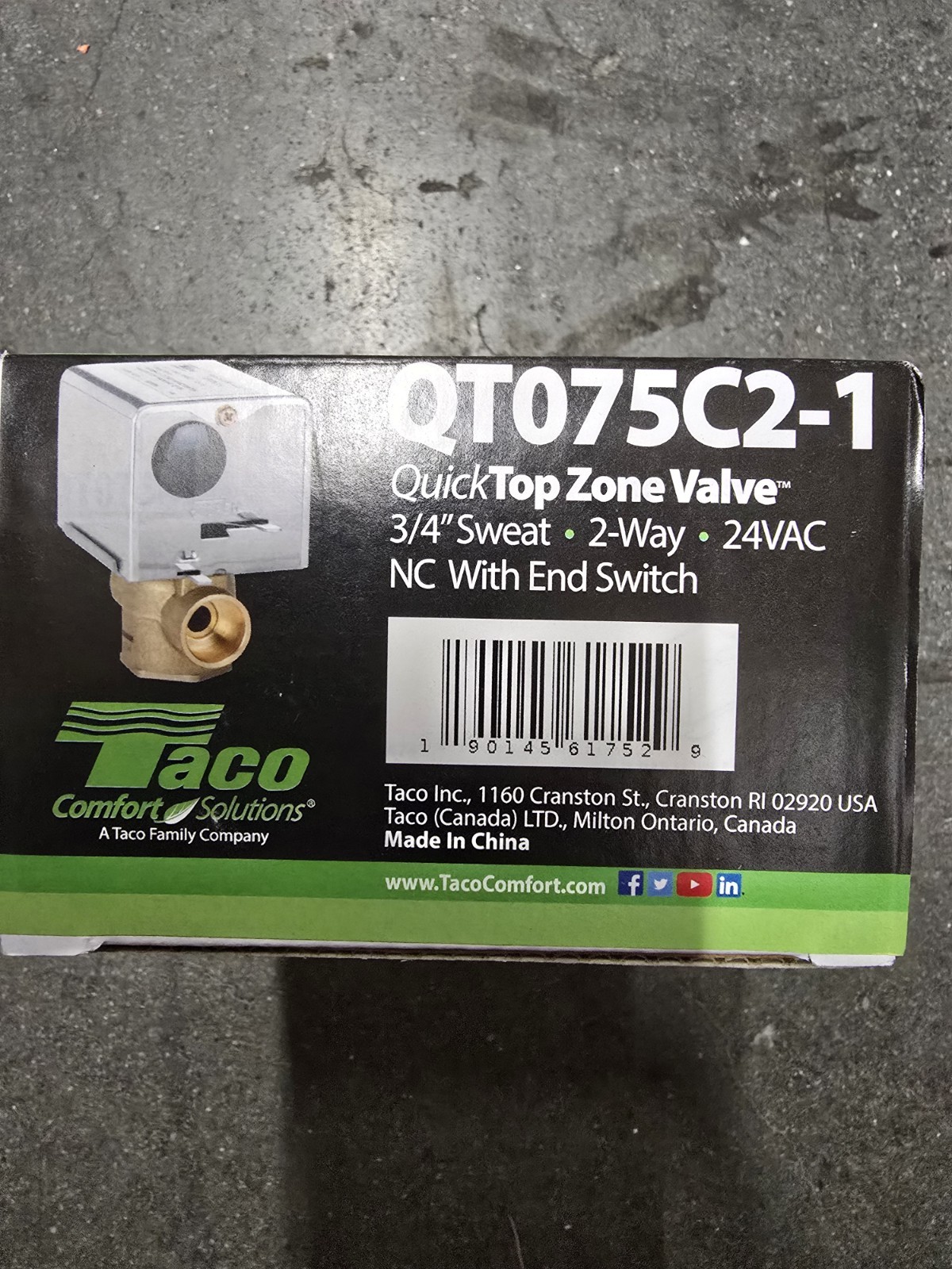 Taco 3/4 in. Quicktop Zone Valve QT075C2-S1 – BRAND NEW IN BOX – FREE SHIPPING