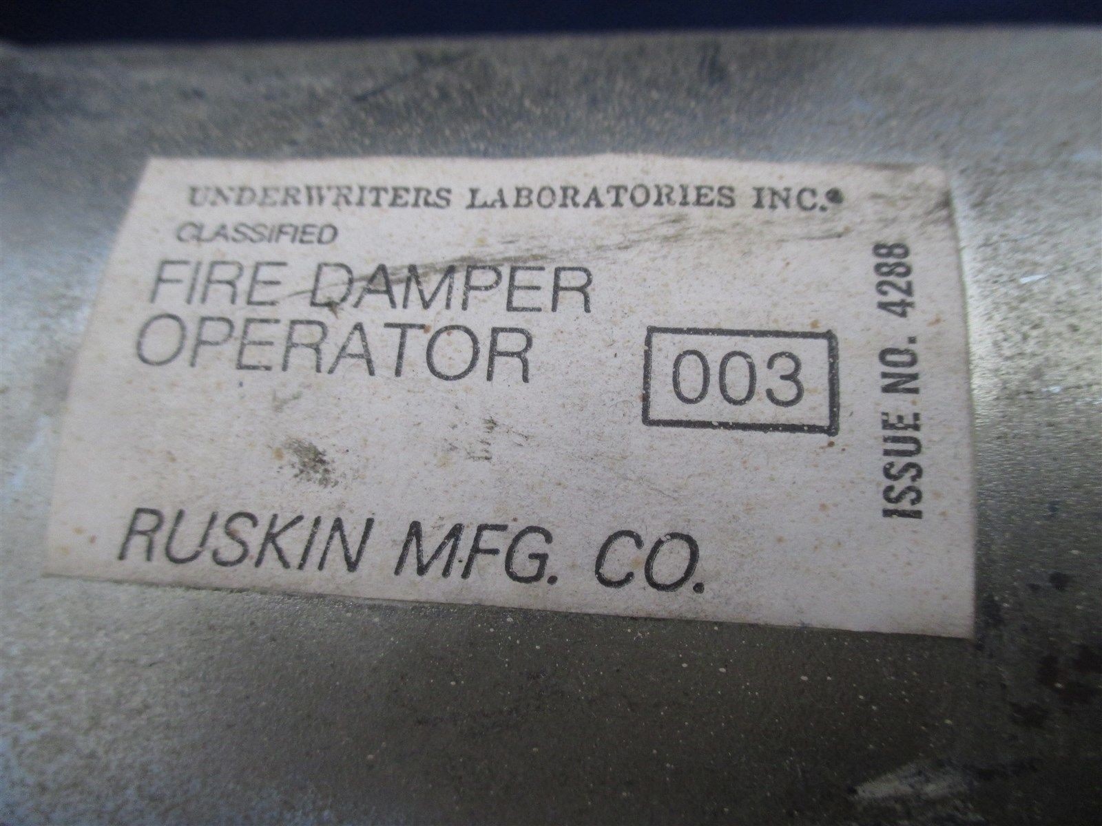 Ruskin Fire Damper Operator