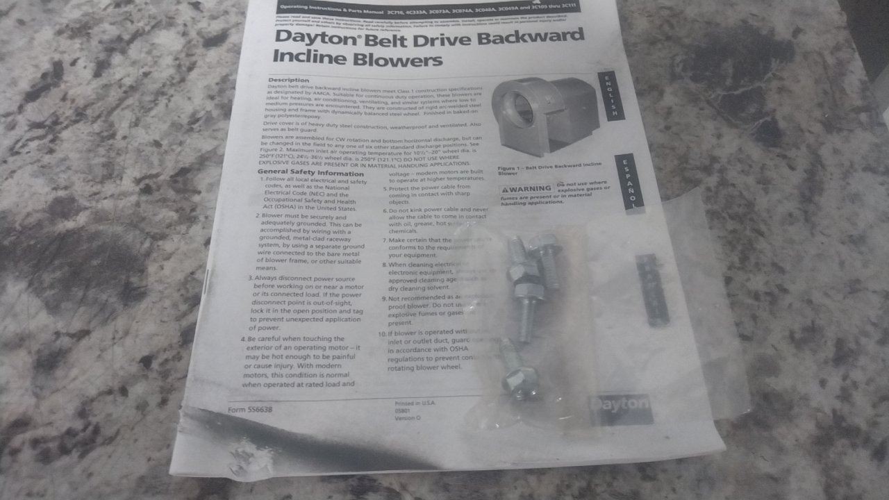 Dayton 48LW23 13-1/2 In Wheel Diameter Steel Blower without Motor