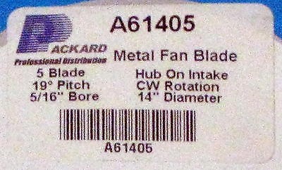 A61405 Metal Fan Blade 14″ Diameter 5 Blades 5/16″ Bore Hub CW 19 Degree Prop