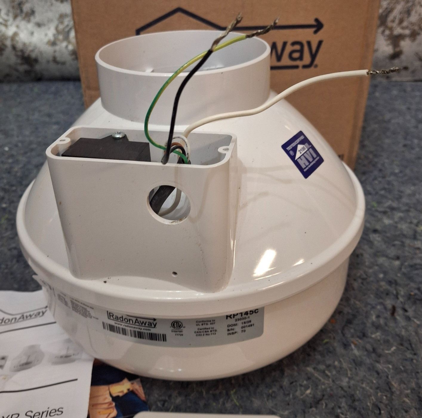 RadonAway RP145C Radon Fan 4.5″ OD 23030-1 White 120V 150CFM *READ*
