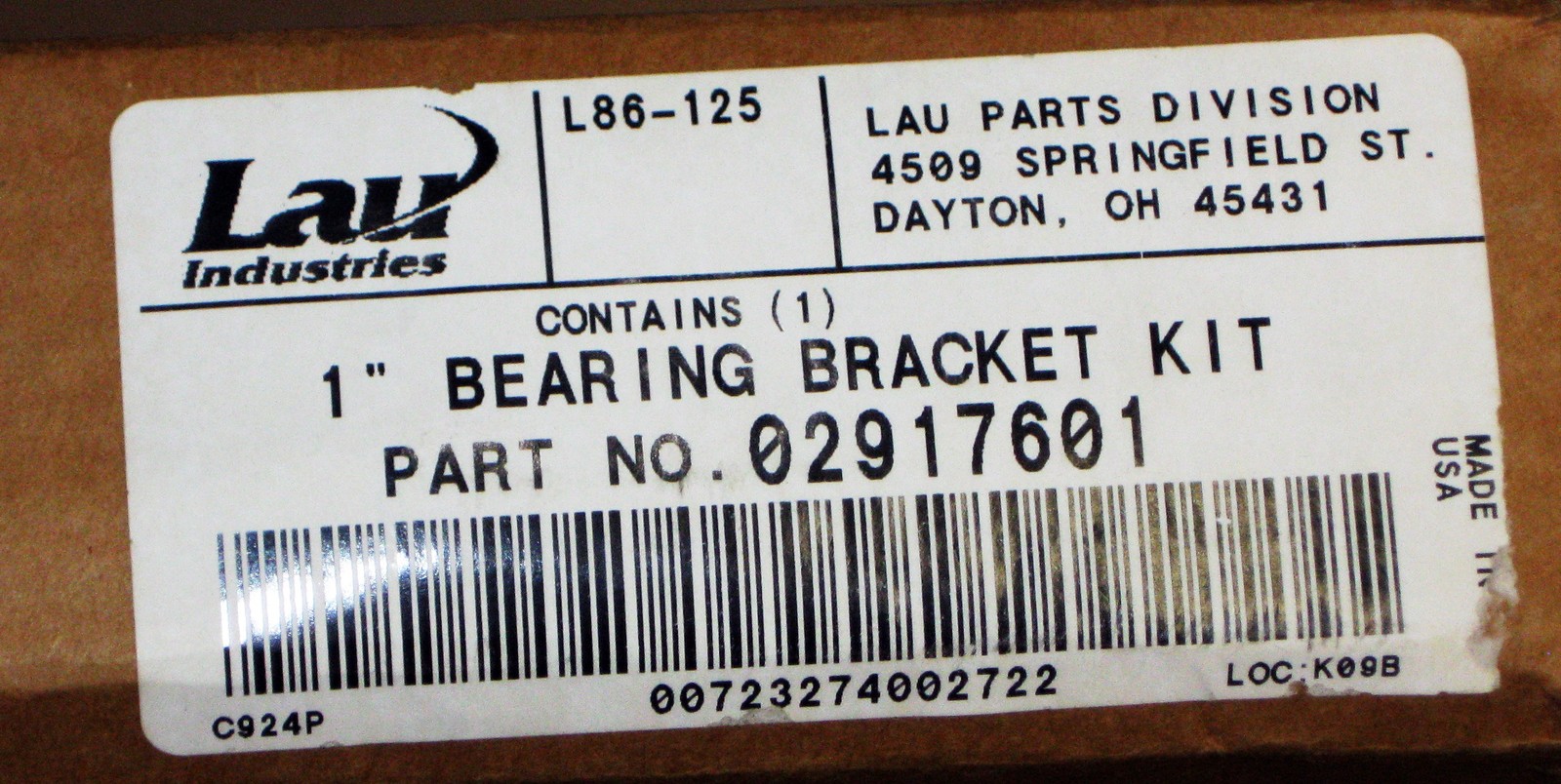 029176-01 Lau Spider Sleeve Bearing Bracket Kit 1″ x 25″ x 1HP Max