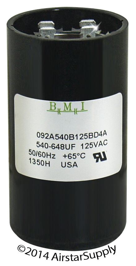 540-648 uF x 125 VAC BMI 092A540B125BD4A Motor Start AC Capacitor w/ Resistor