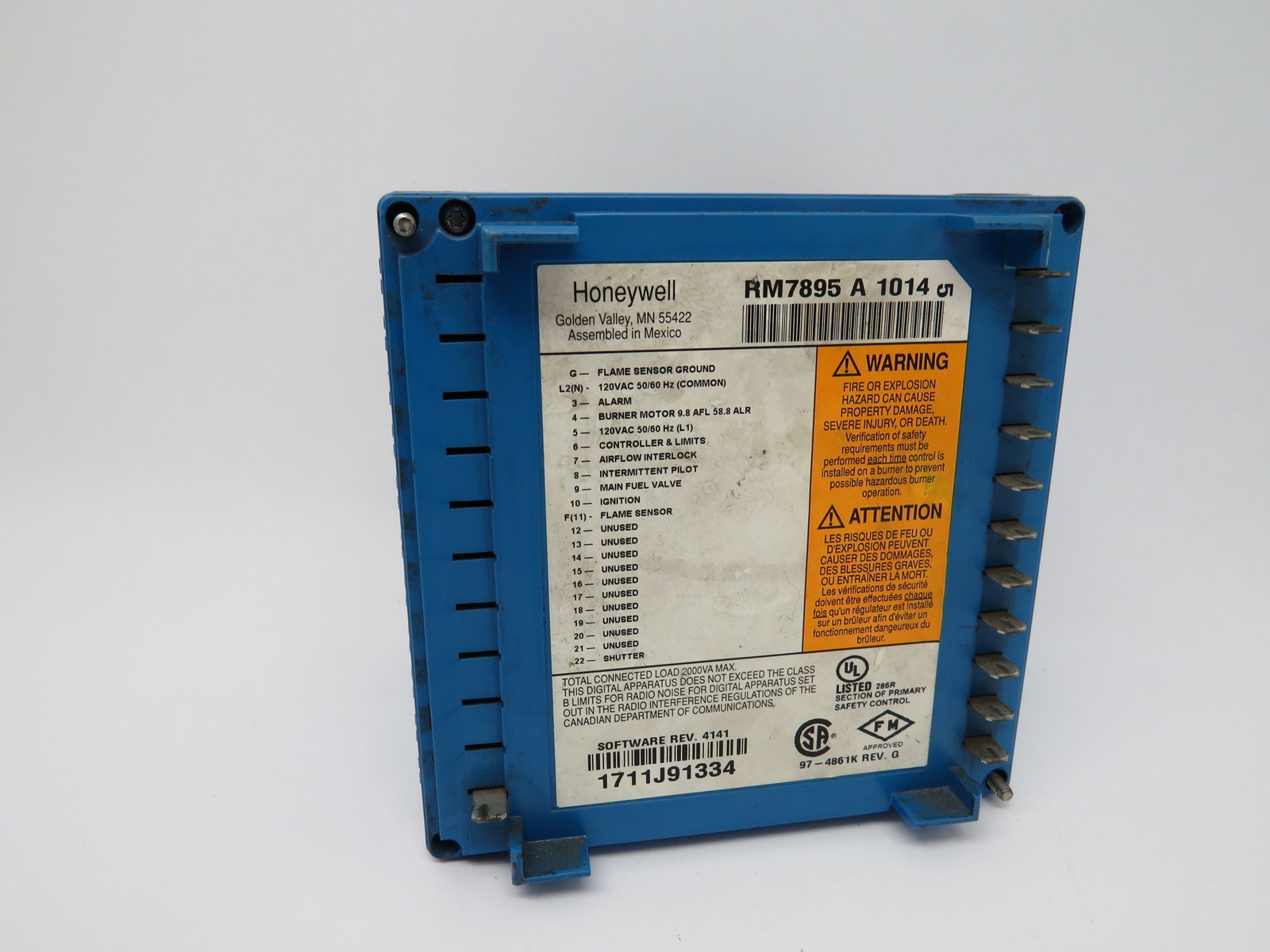 Honeywell RM7895A1014 Burner Control Microprocessor NO DIGITAL SCREEN USED