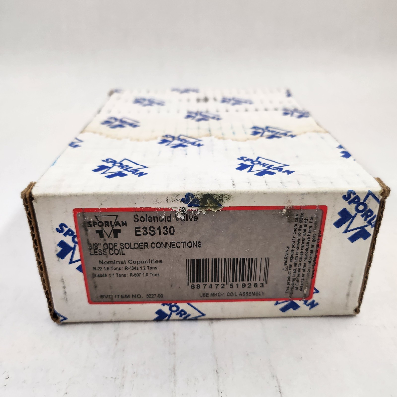 Sporlan E3S130 Solenoid Valve 3/8″ ODF Solder Extended Connections Brass/Cu