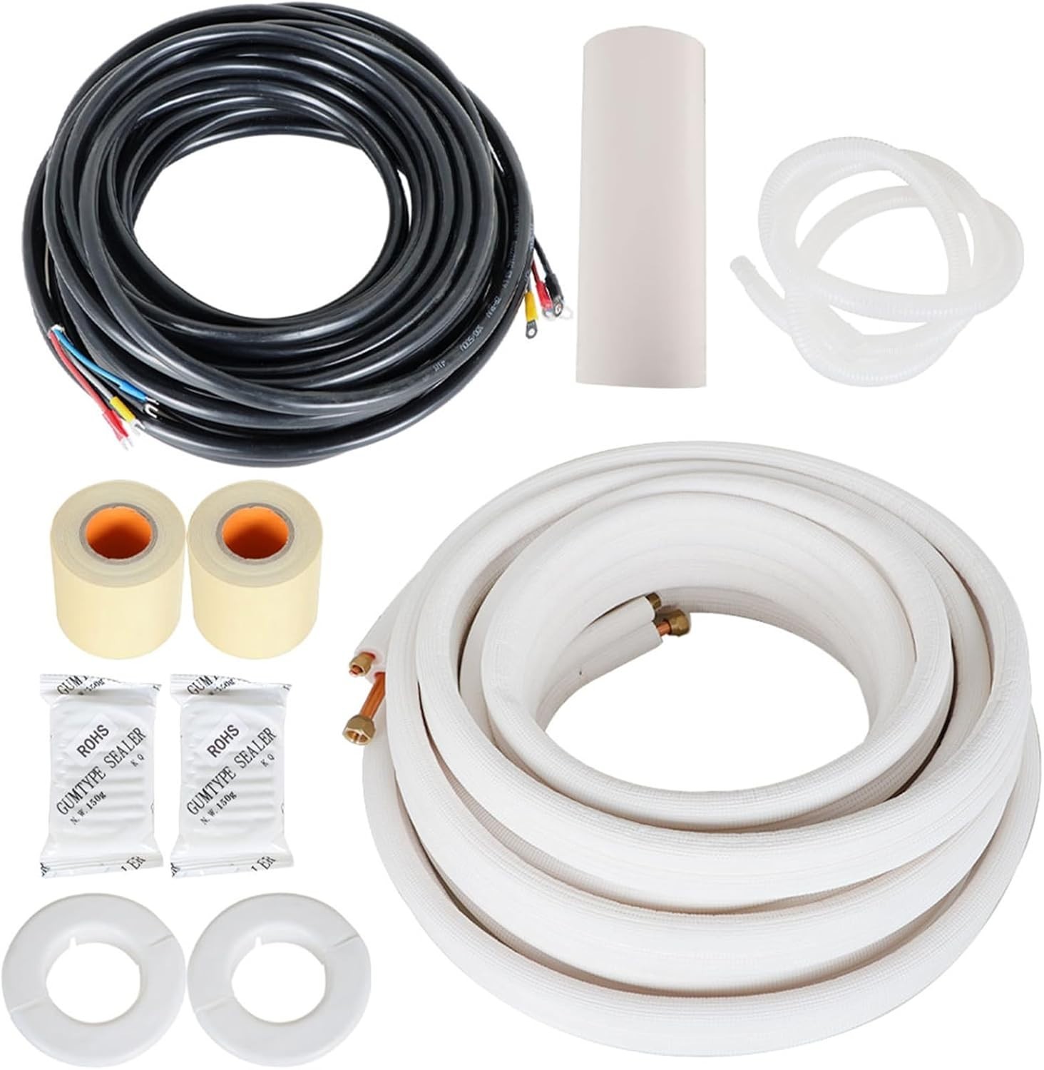 50FT Air Conditioning Tubing Hose Extension 1/4″ and 1/2″ Twin Insulated Copper