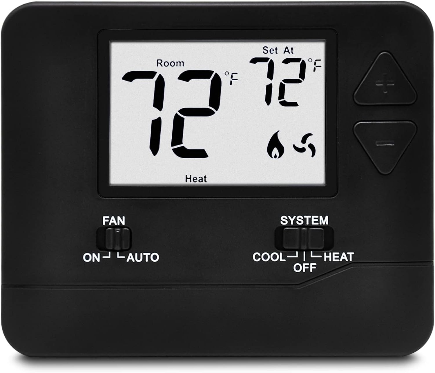 ELECTECK Non-Programmable Digital Thermostat for Home, up to 1 Heat/1 Black