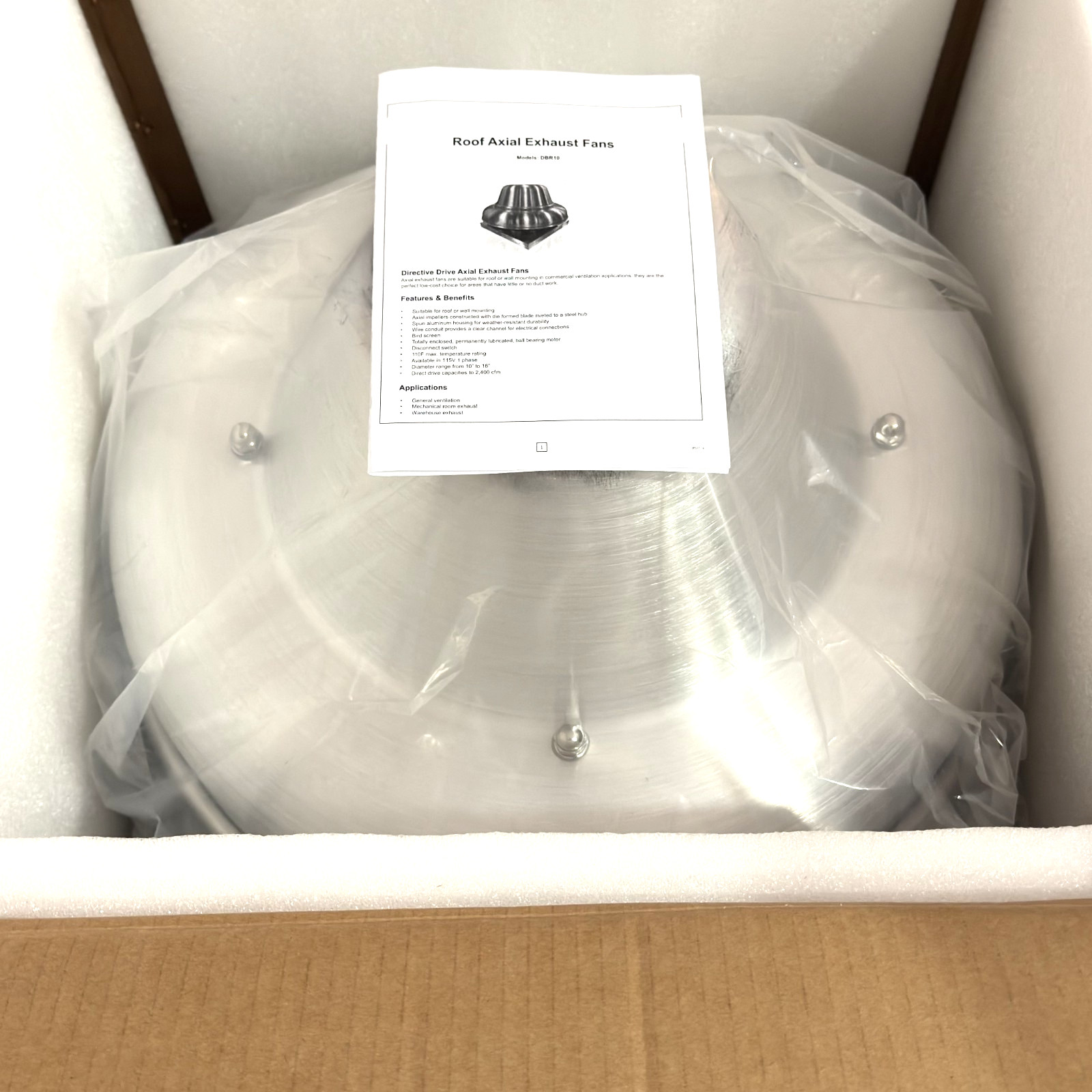 Direct Drive Centrifugal Downblast Roof Mounted Exhaust Fan 19″ Base Industrial