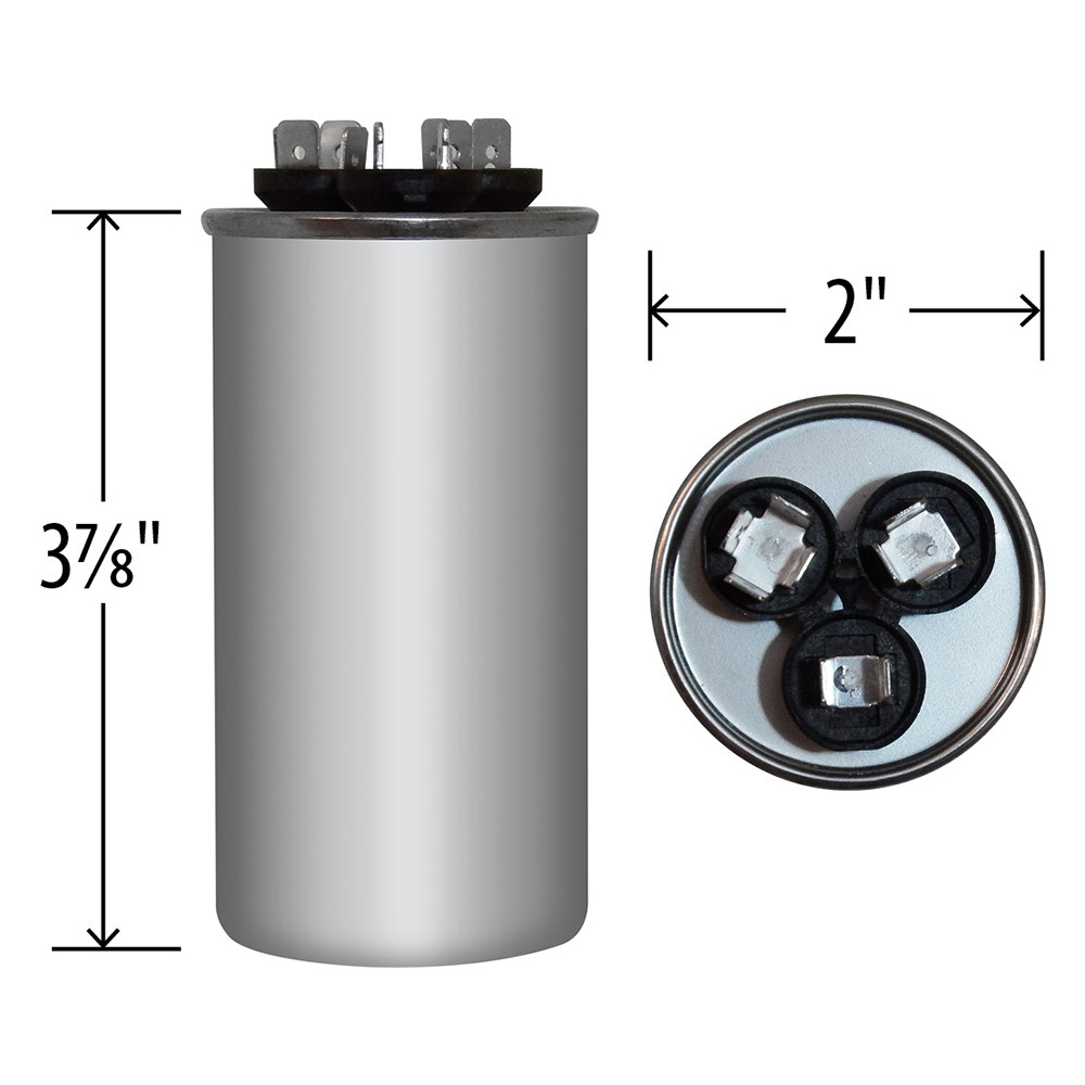 35/5 35+5 uF 370 440 Volt AC VAC 50/60Hz MFD Round Motor Dual Run Capacitor HVAC