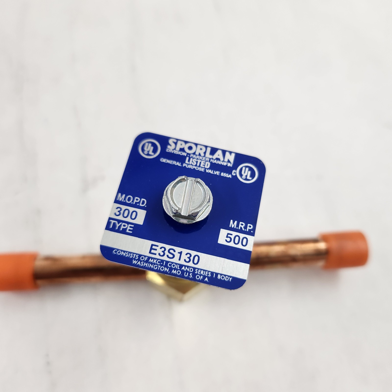 Sporlan E3S130 Solenoid Valve 3/8″ ODF Solder Extended Connections Brass/Cu