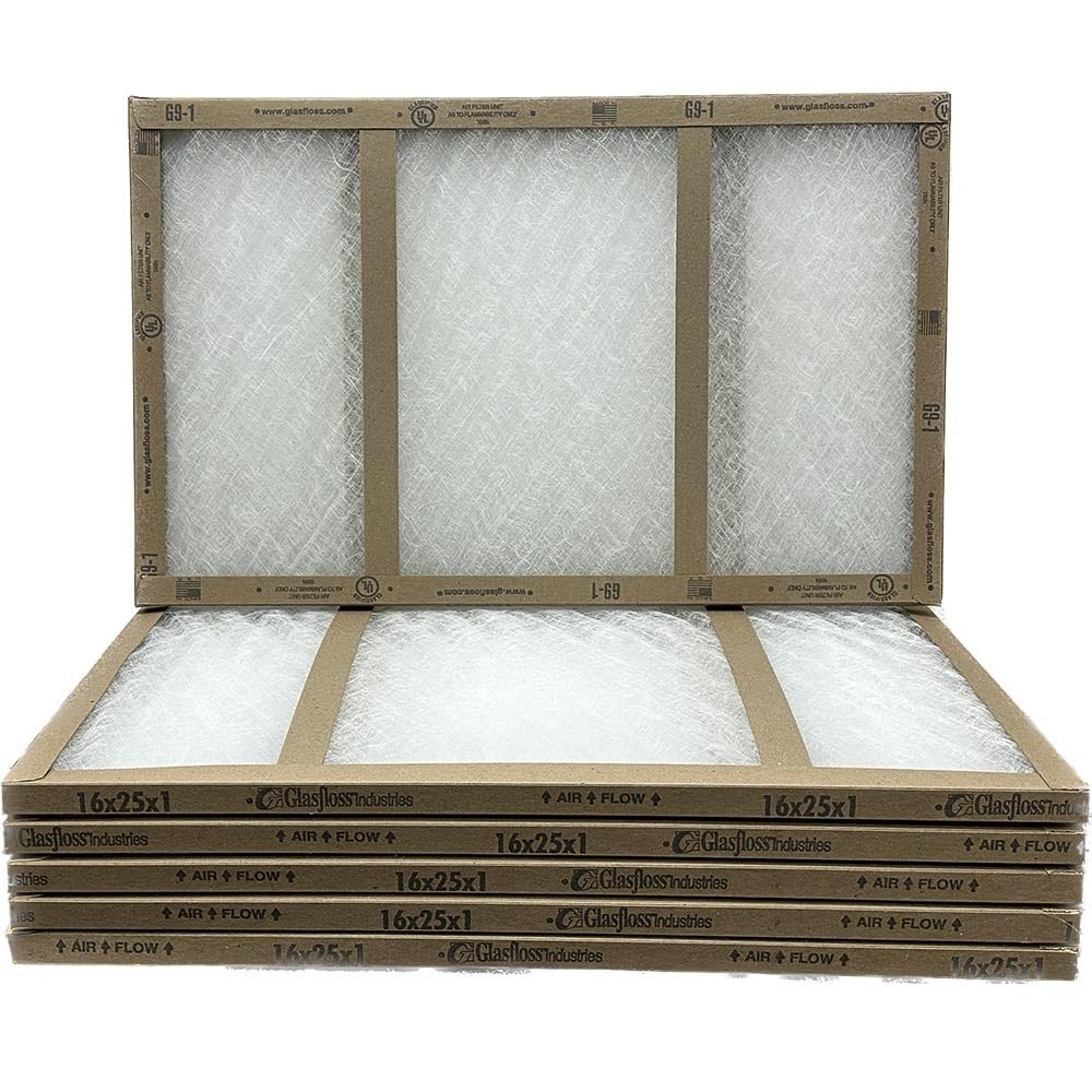 16x25x1 Glasfloss Fiberglass Air Filter, Double Strut, GDS 16x25x1, White