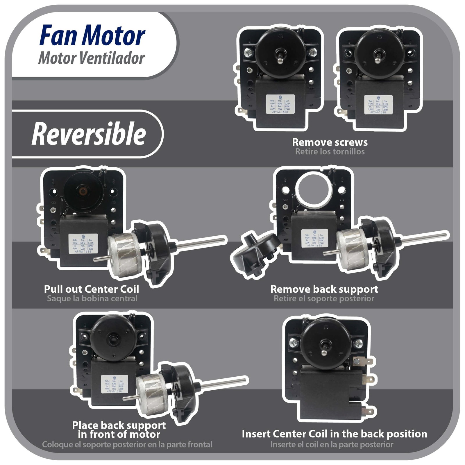 Appli Parts evaporator Fan Motor for refrigerators and freezers 110V 60Hz 0.12A