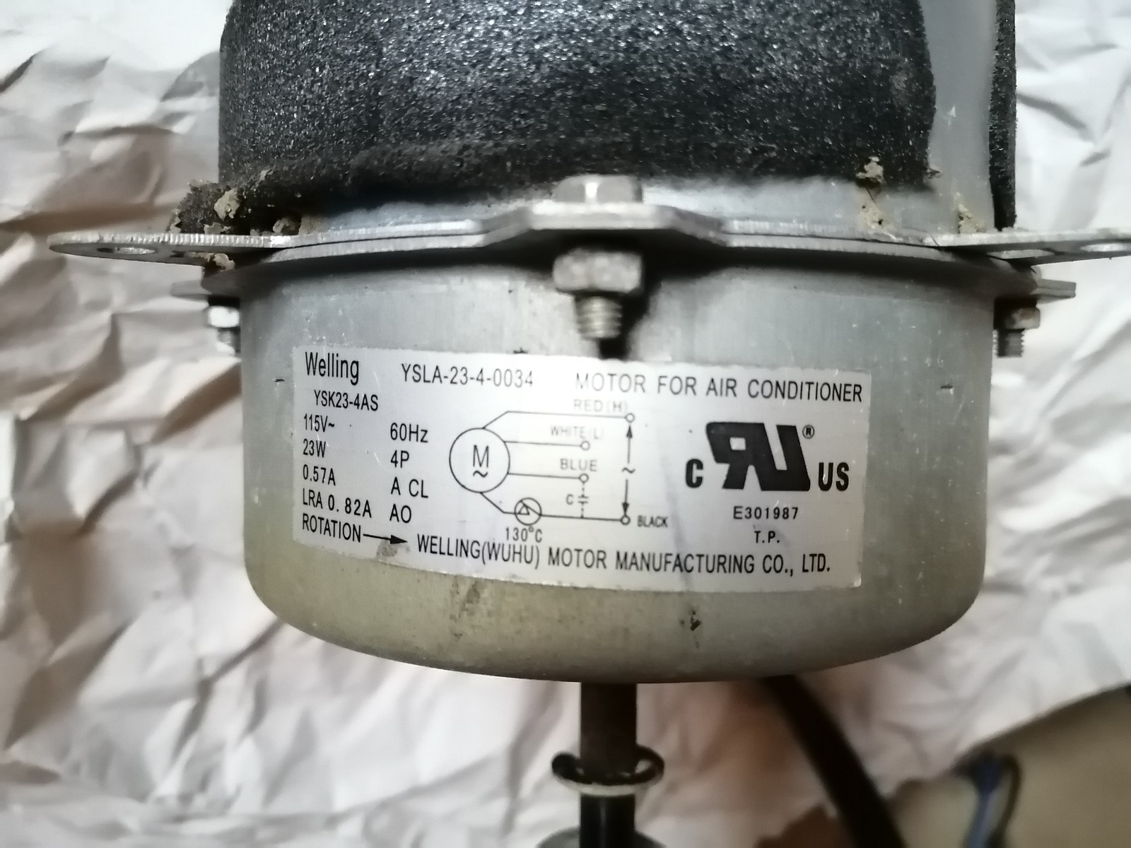 Welling Air Conditioner Fan Motor YSLA-23-4-0034 Frigidaire