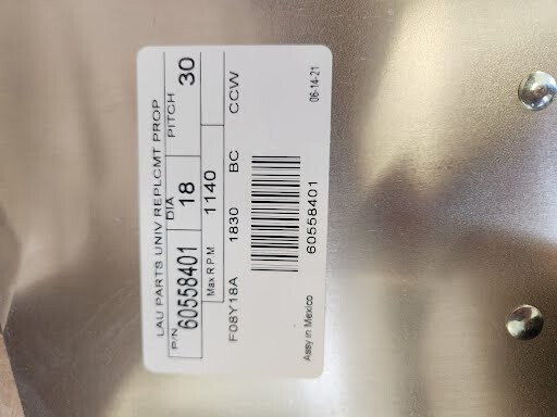 Lau 60558401 18″ Fan Blade CCW Rotation 30 Degree Pitch 4 Blades 03/27sh