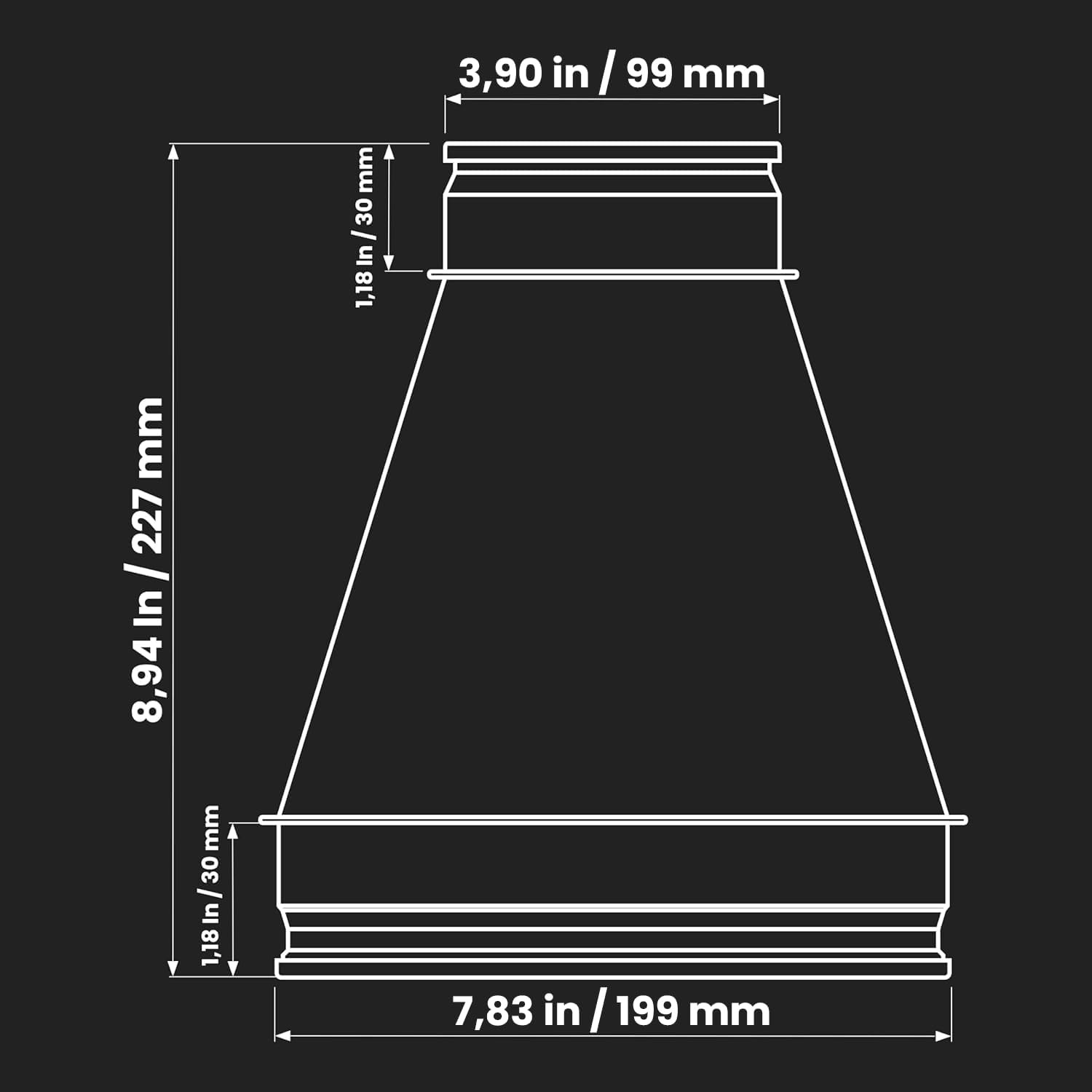 8″ to 4″ Inch Galvanized Steel Duct Reducer/Increaser – round Vent Pipe Adapter