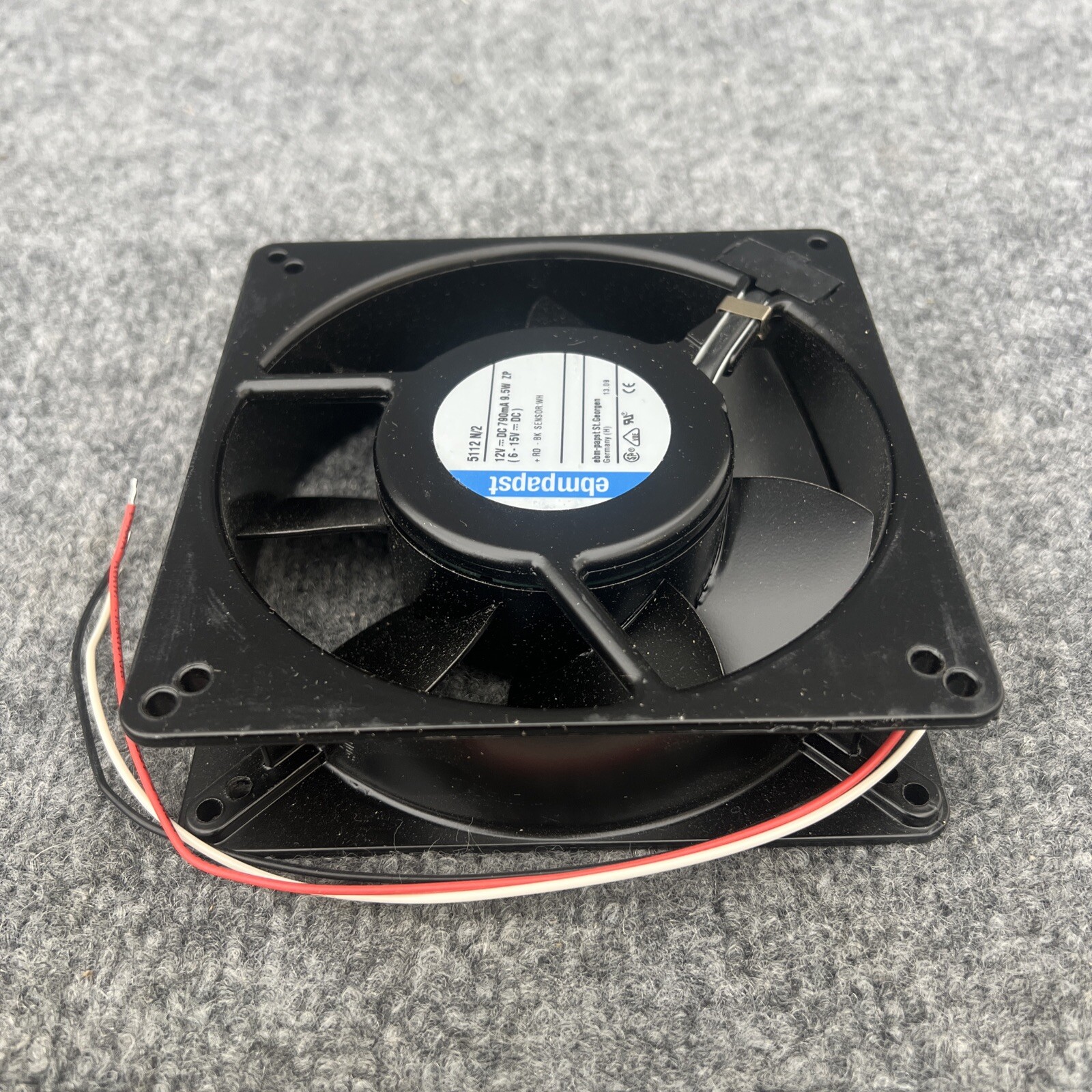 Ebm-papst 5112 N/2 DC Fan 12V 135x135x38mm 153CFM 48dBA 9.5W 2900RPM