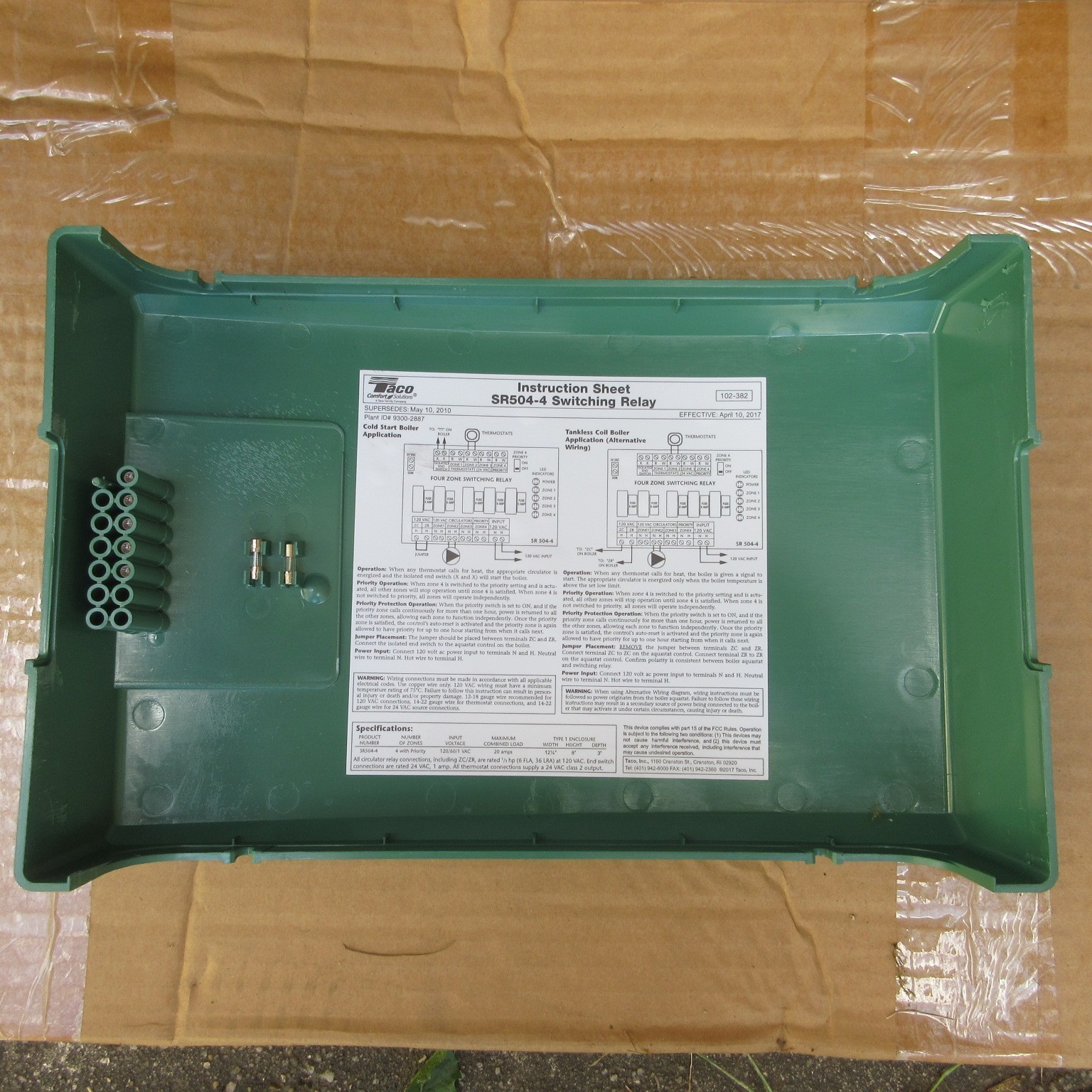 Taco SR504 Comfort Solutions 4-Zone Switching Relay Green