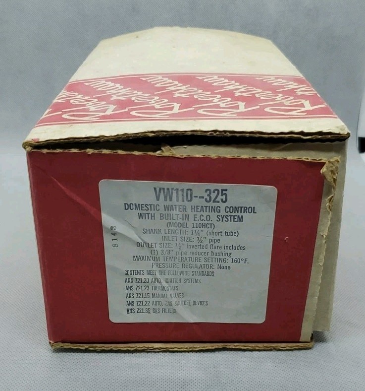 ROBERTSHAW WATER HEATER CONTROL W/ECO ~ VW110-325 ~ (Model 110HCT) NOB