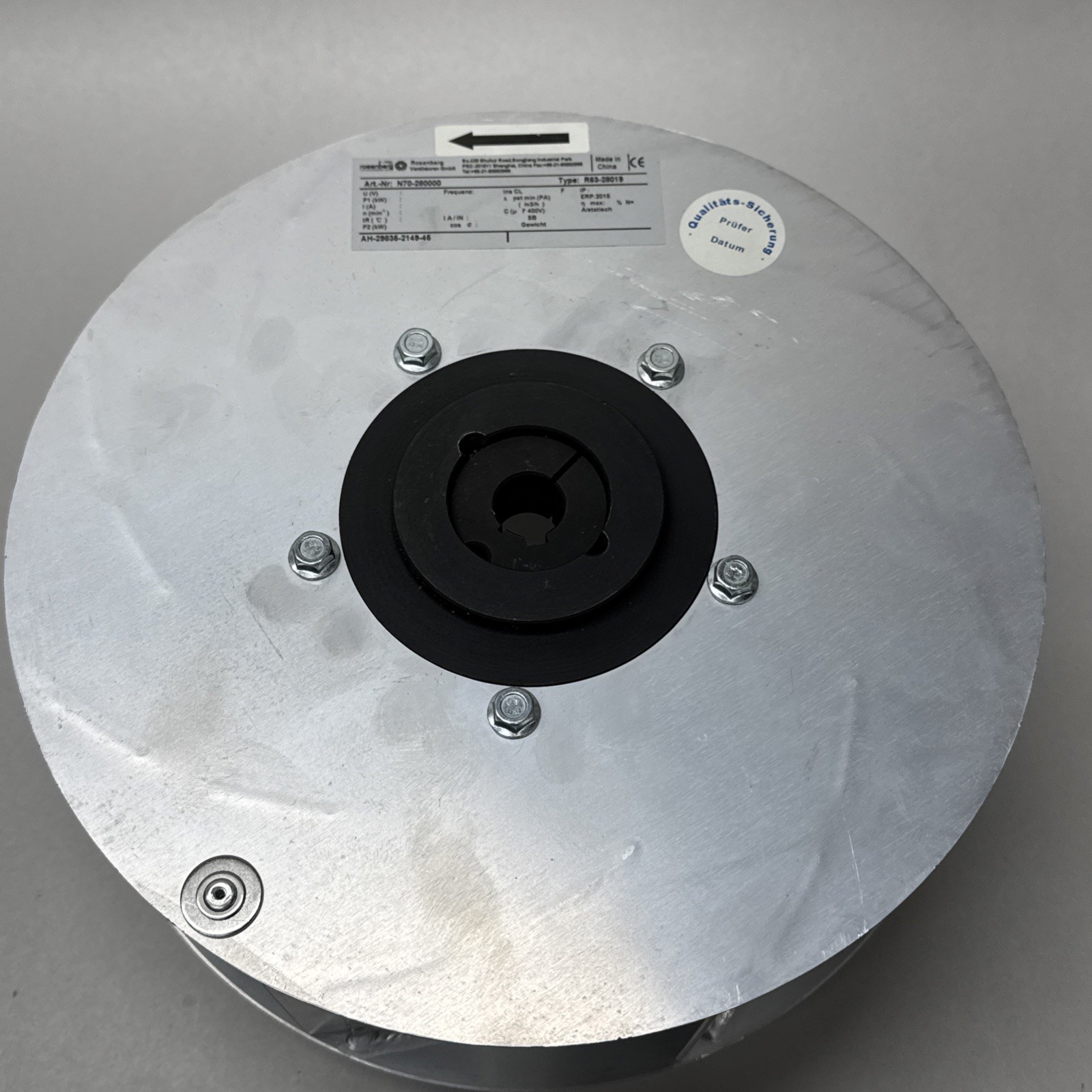 ROSENBERG ECM MOTOR CURVED ALUMINUM IMPELLER N70-280000 R63-28019