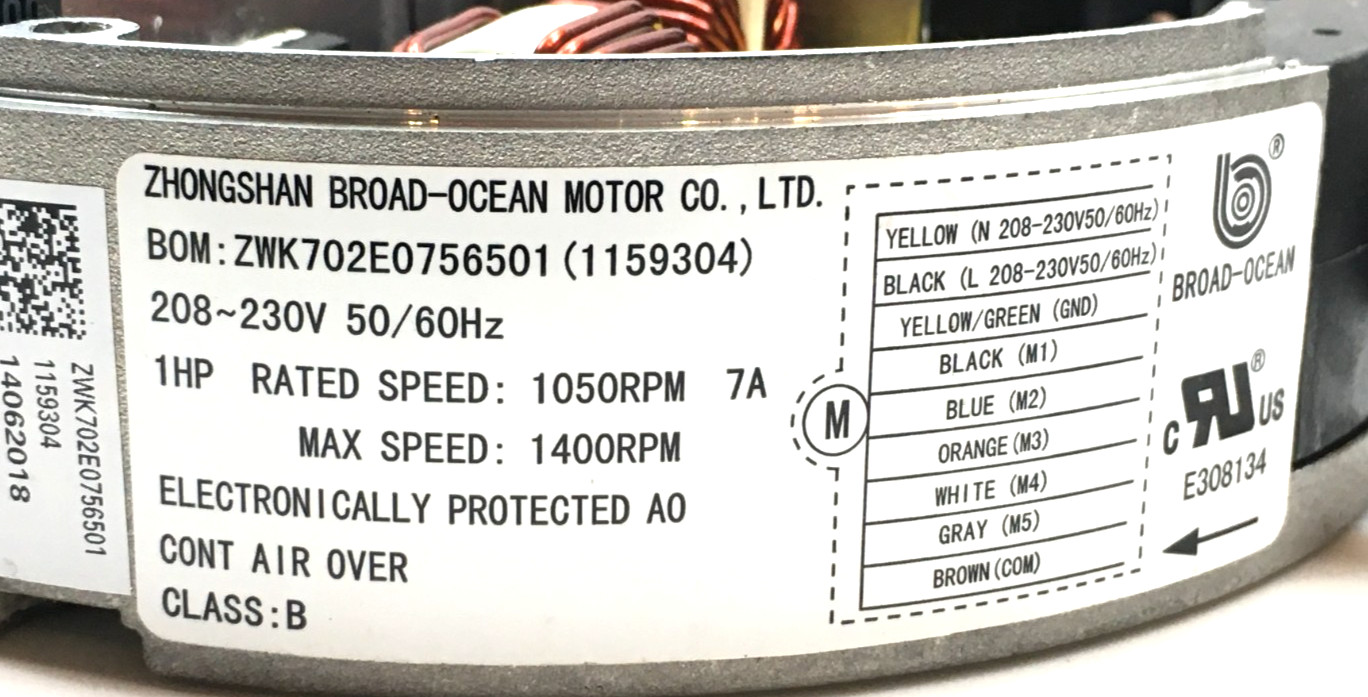 BROAD-OCEAN ZWK702E0756501 ECM Module ONLY S1-32436220465 230V 1HP used #W813