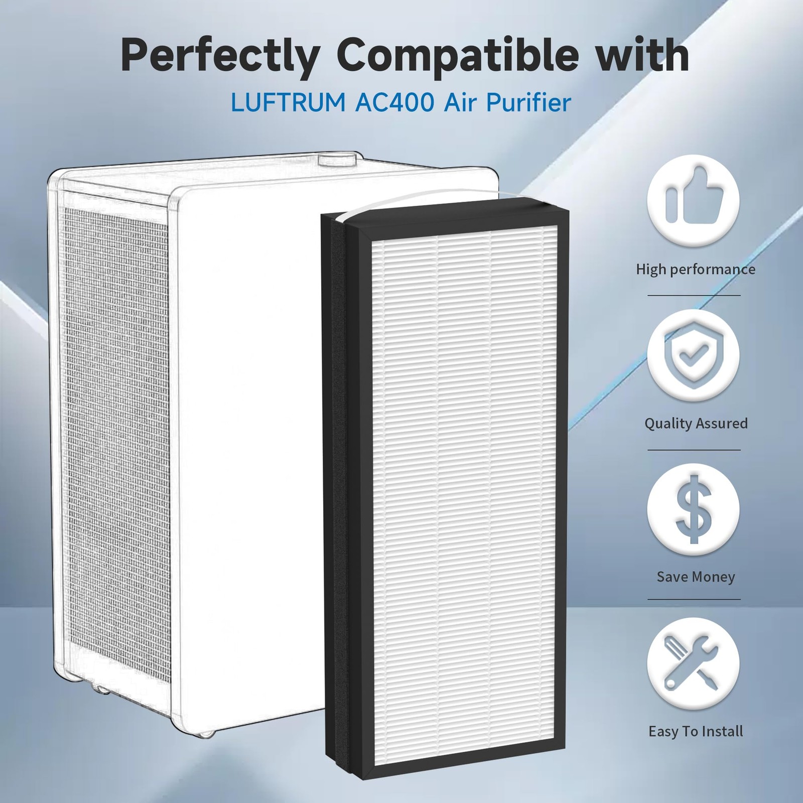 AC400 Replacement Filter Compatible with LUFTRUM & Loniko 1″ x x