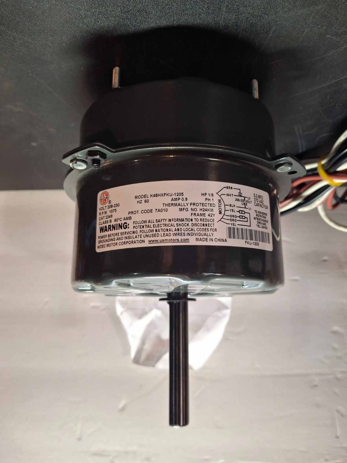 US Motor #2249 1/8HP 1075RPM 208-230V .9A Reversible Ball Bearing 60Hz