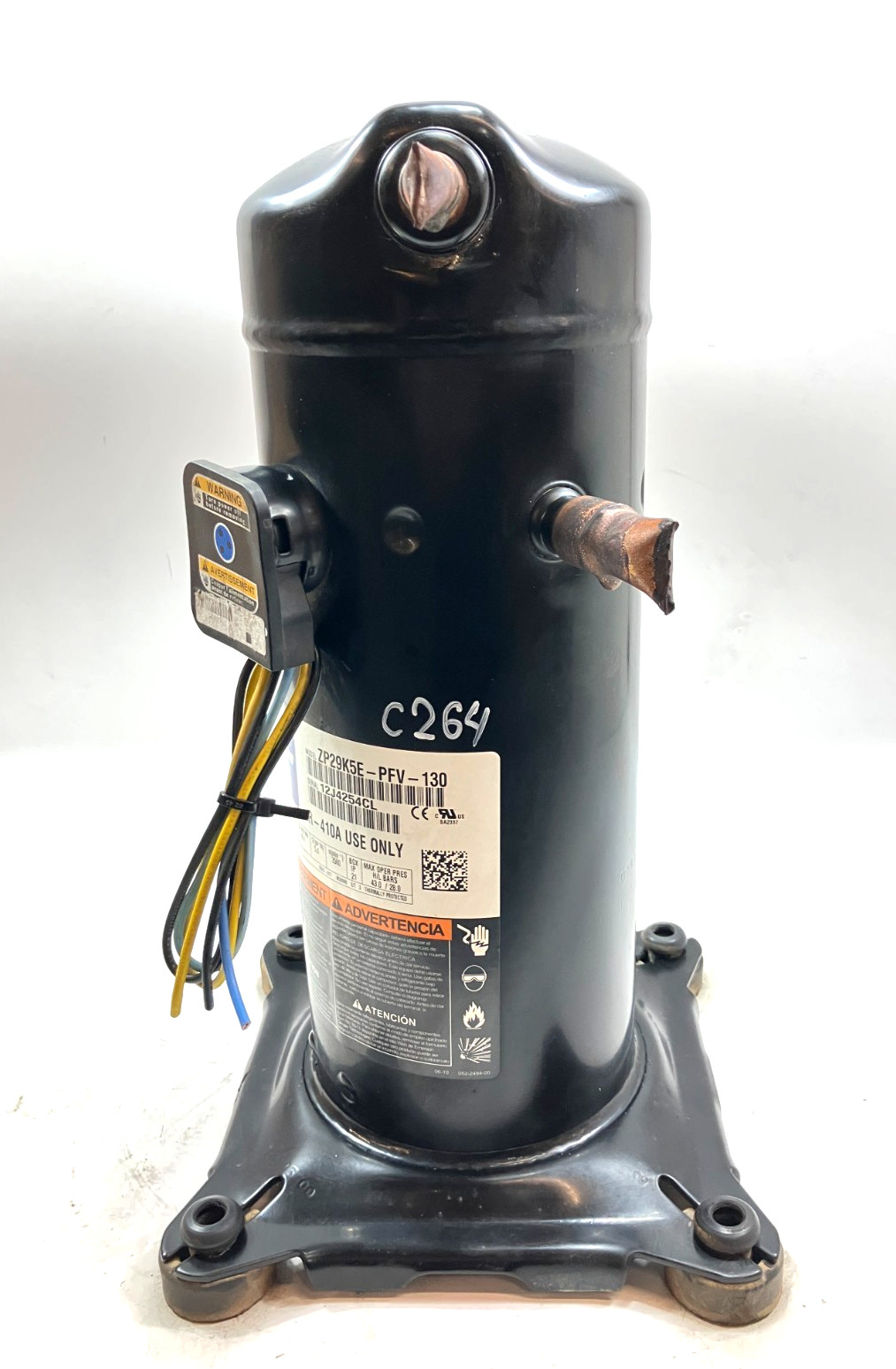 Copeland 2.5 Ton Scroll Compressor ZP29K5E-PFV-130 R410A 208/230V 1 PH used C264