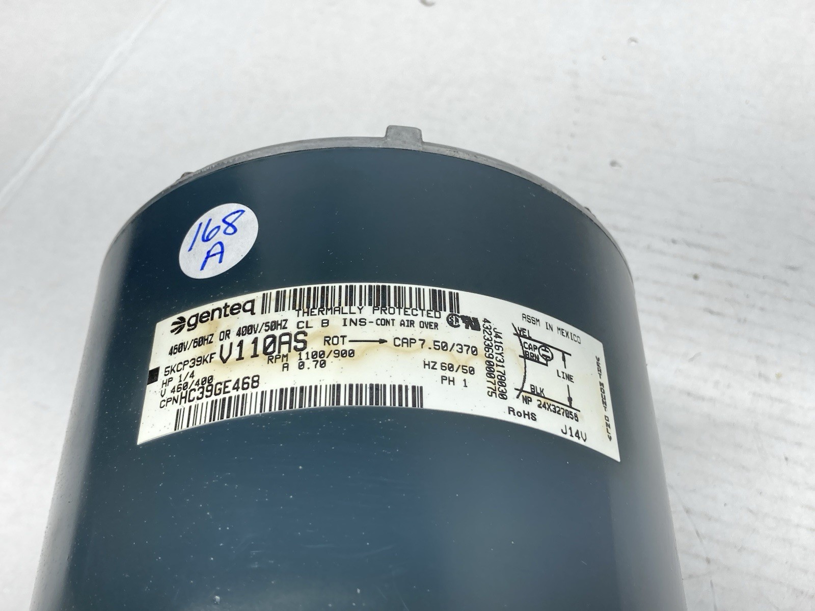 Carrier HC39GE468 Genteq 5KCP39KFV110AS Condenser Fan Motor, 1/4 HP 460V