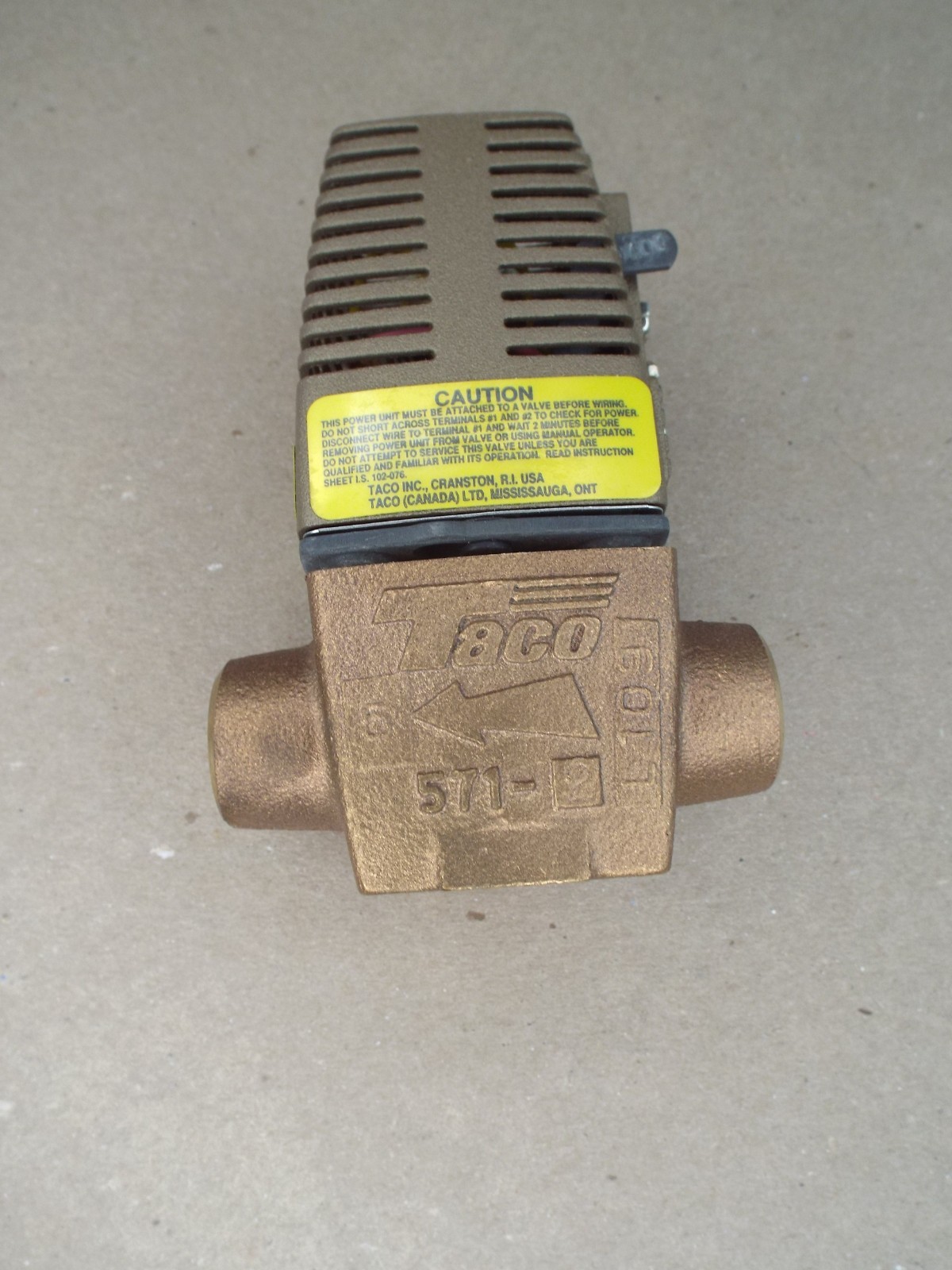 Taco Zone Valve 2 Way Gold Series 571-2 / 3/4″ 24V 125 PSI New Open Box – (Read)