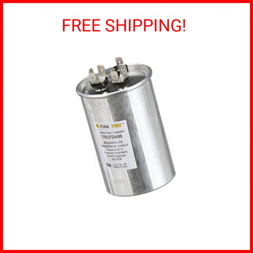 TitanPro TRCFD405 HVAC Round Dual Motor Run Capacitor. 40/5 MFD/UF 440/370 Volts