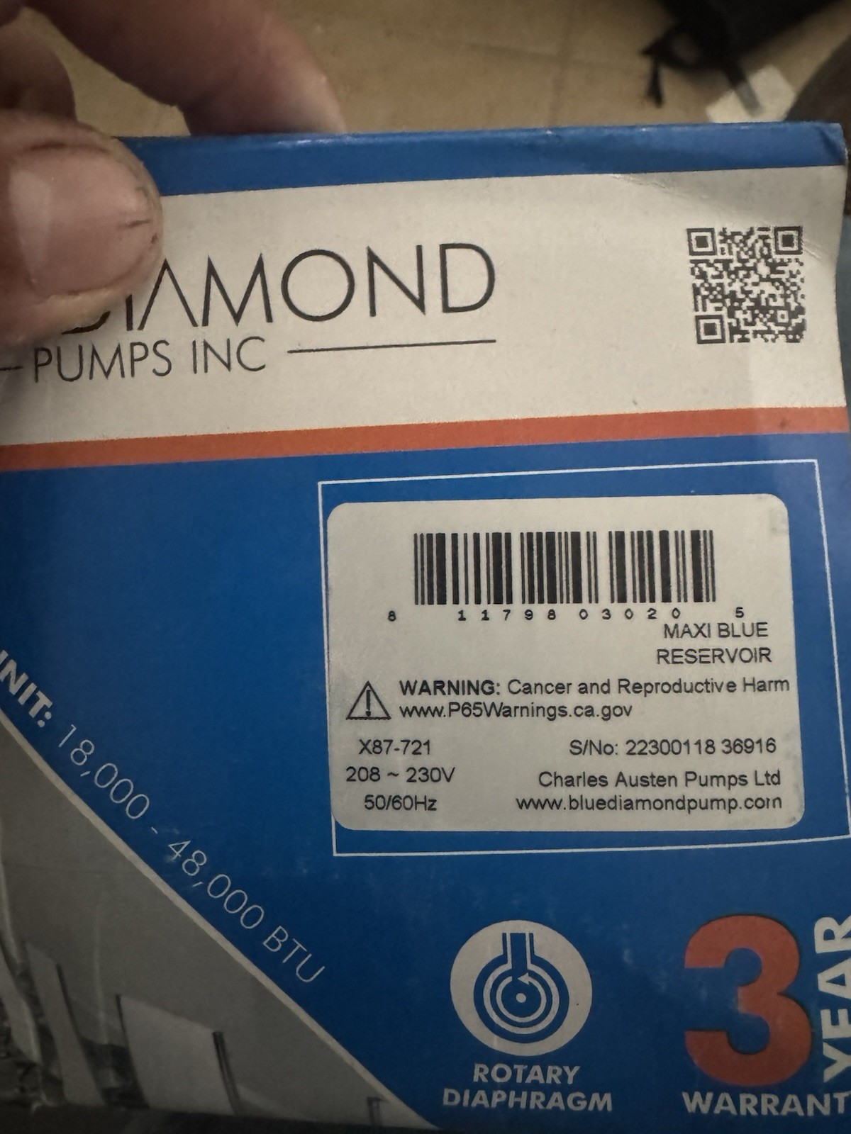 BLUE DIAMOND – MAXIBLUE CONDENSATE PUMP 208/230V – X87-721