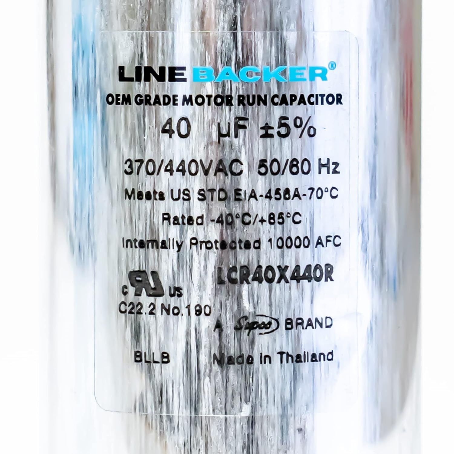 Capacitor round Run 40 Uf 370/440 Volts for HVAC Motors Compressors LCR40X440R