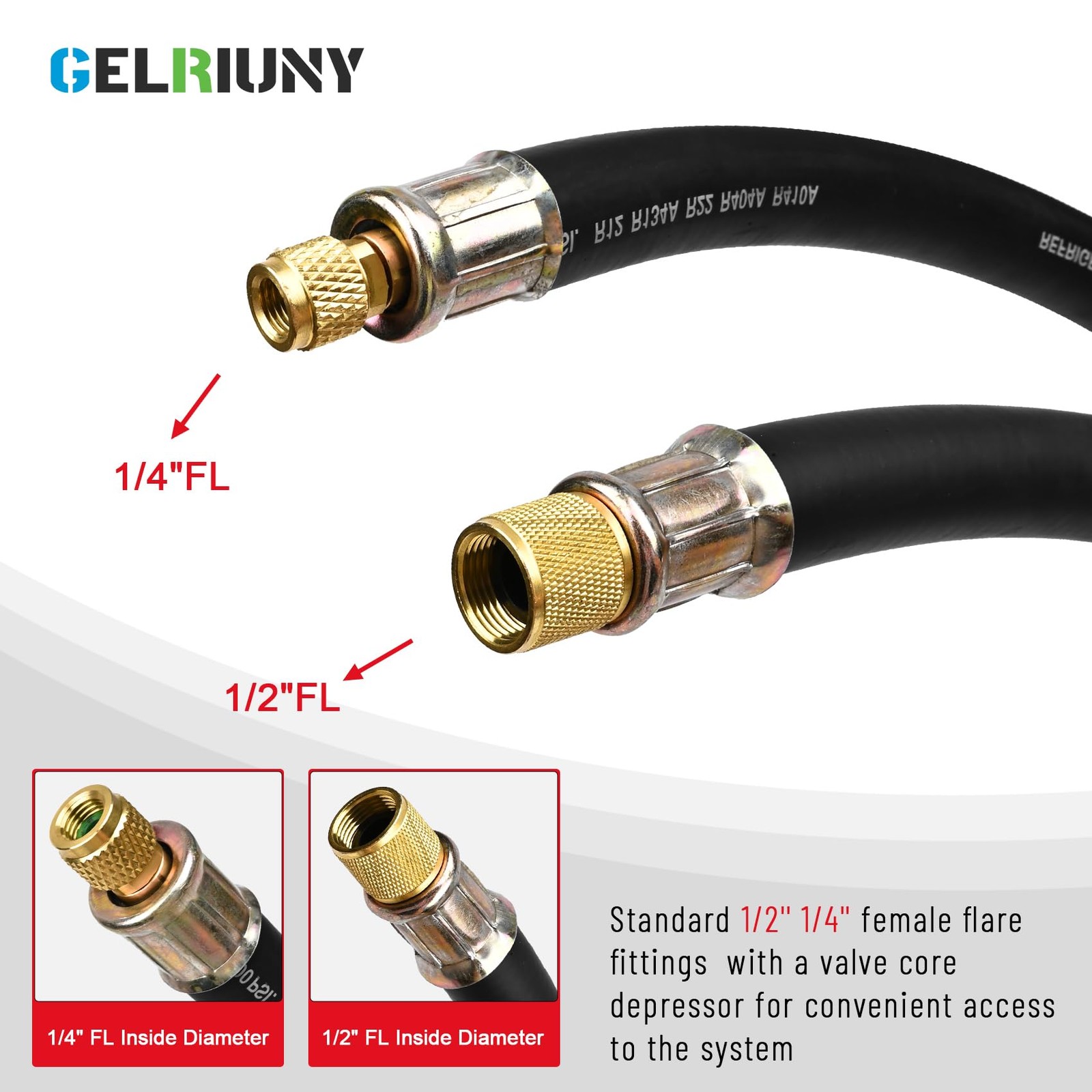 2026 Upgrade 1/2″HVAC Vacuum Hose,High-Flow 1/2″ to 1/4″, Black