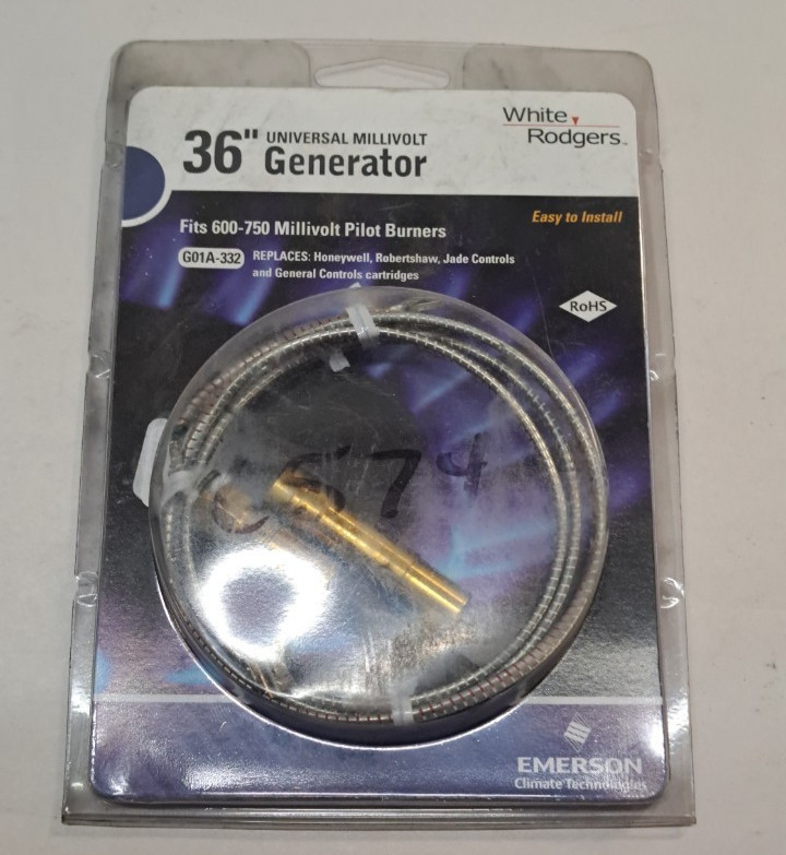 WHITE-RODGERS G01A-332 Thermocouple, 36 in Cable, 750mV 2E446