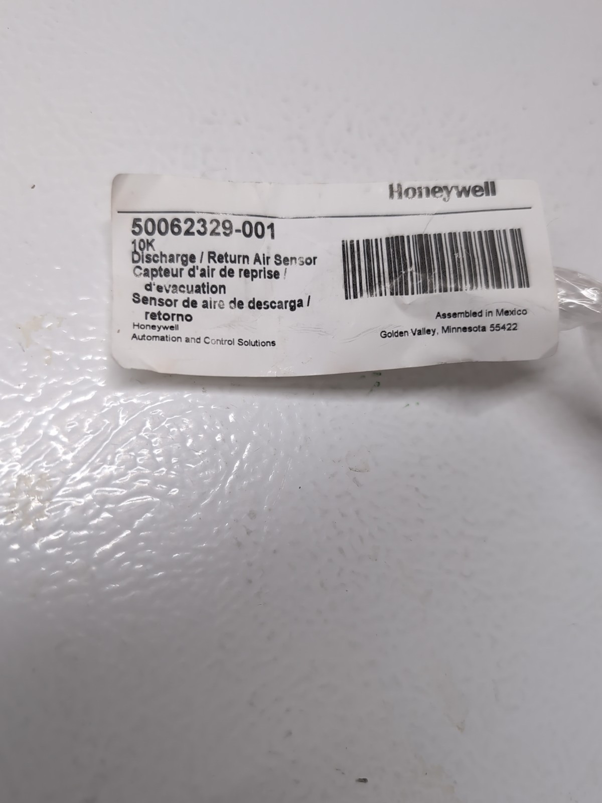 Honeywell Home 50062329-001 10K Discharge/Return Air Sensor 1 each NEW 031326B