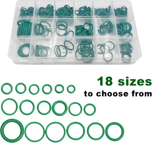 270PCS O-Ring Kit, 18 Sizes Vehicle Compressor Fluorine Rubber O-Ring Assortment