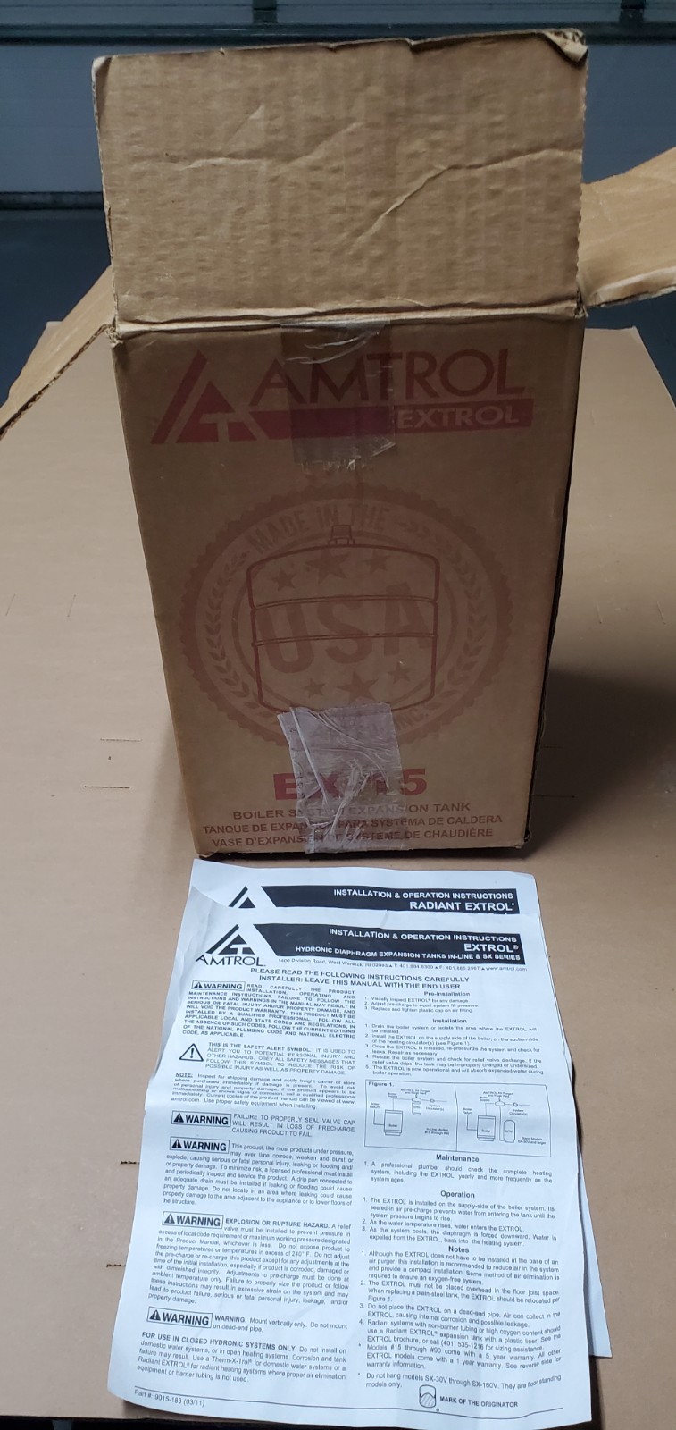 AMTROL EX-15 Hydronic Boiler Expansion Tank, 1/2″ Male NPT Inlet.