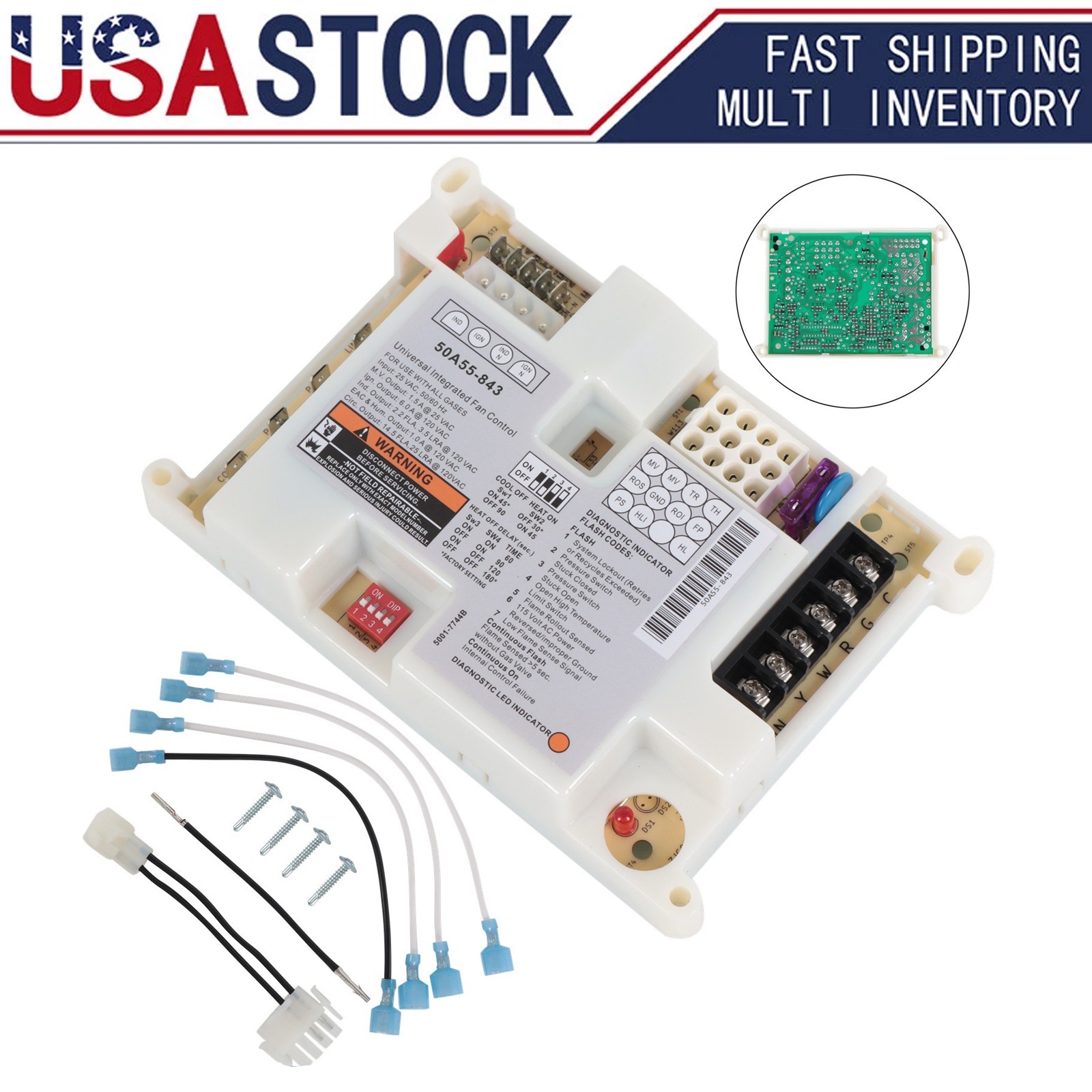 Furnace Control Circuit Board 50A55-843 Replacement for White-Rodgers